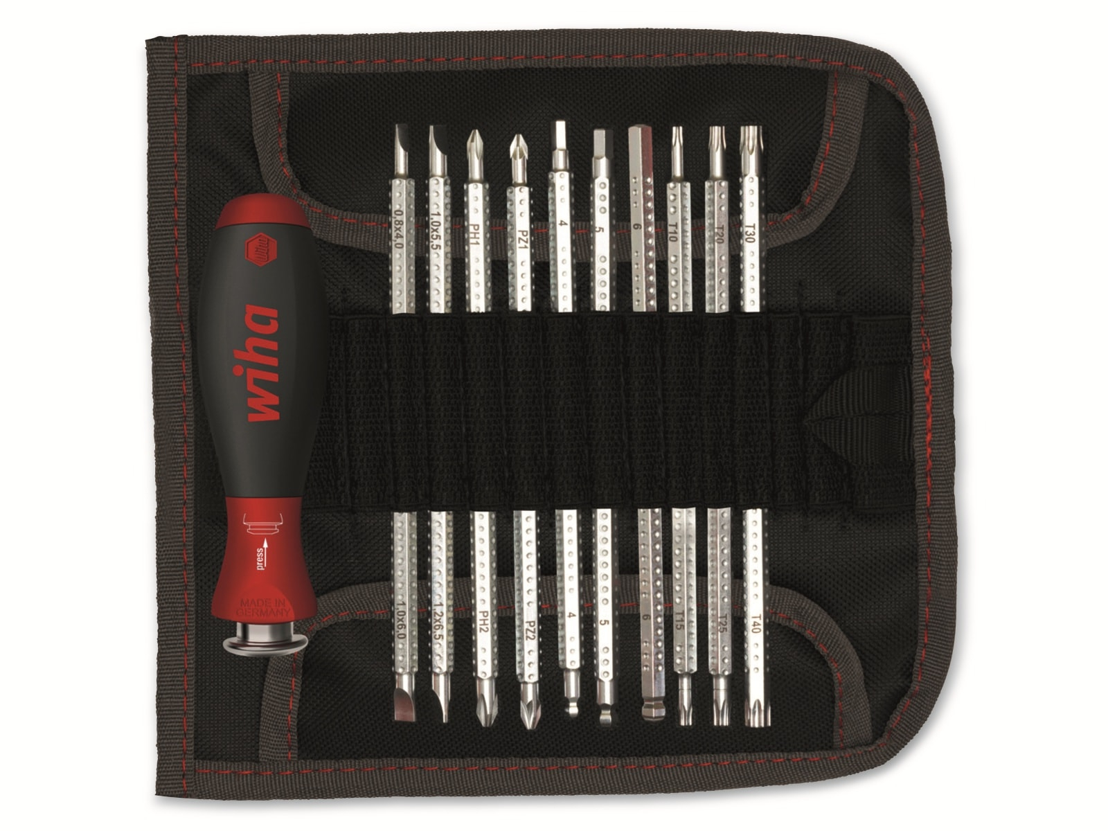 Wiha SYSTEM 6 Schraubendreher-Set, 13-tlg. – Mit Wechselklingen Für Innensechskant, Kreuz, TORX & Schlitz, Inkl. Rolltasche