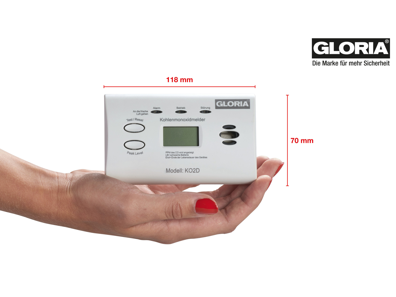 TopTes Guard-533 Tragbarer CO-Melder – Mit Vibration, Akustik- & LED-Alarm, 120h Akku, Explosionsgeschützt