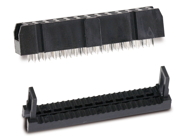 14-polige Pfosten-Buchsenleiste RM 2,54 – Für Flachbandkabel 1,27 Mm, Mit Zugentlastung