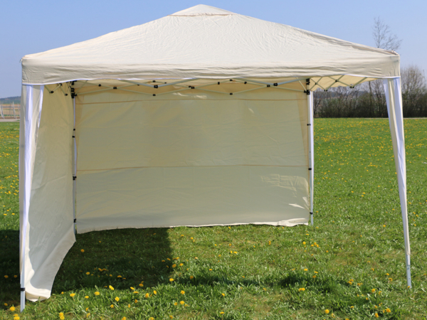 Aluminium-Faltpavillon mit 2 Seitenwänden, 300x300x260 cm, beige