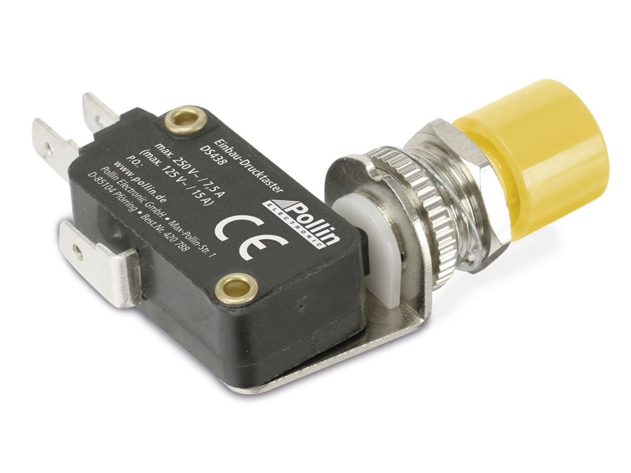 Einbau-Drucktaster DS438, 7,5 A/250 V~, gelb