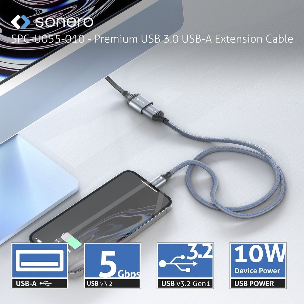 SONERO USB 3.0 Verlängerung SPC-U055-010 1m grau-schwarz