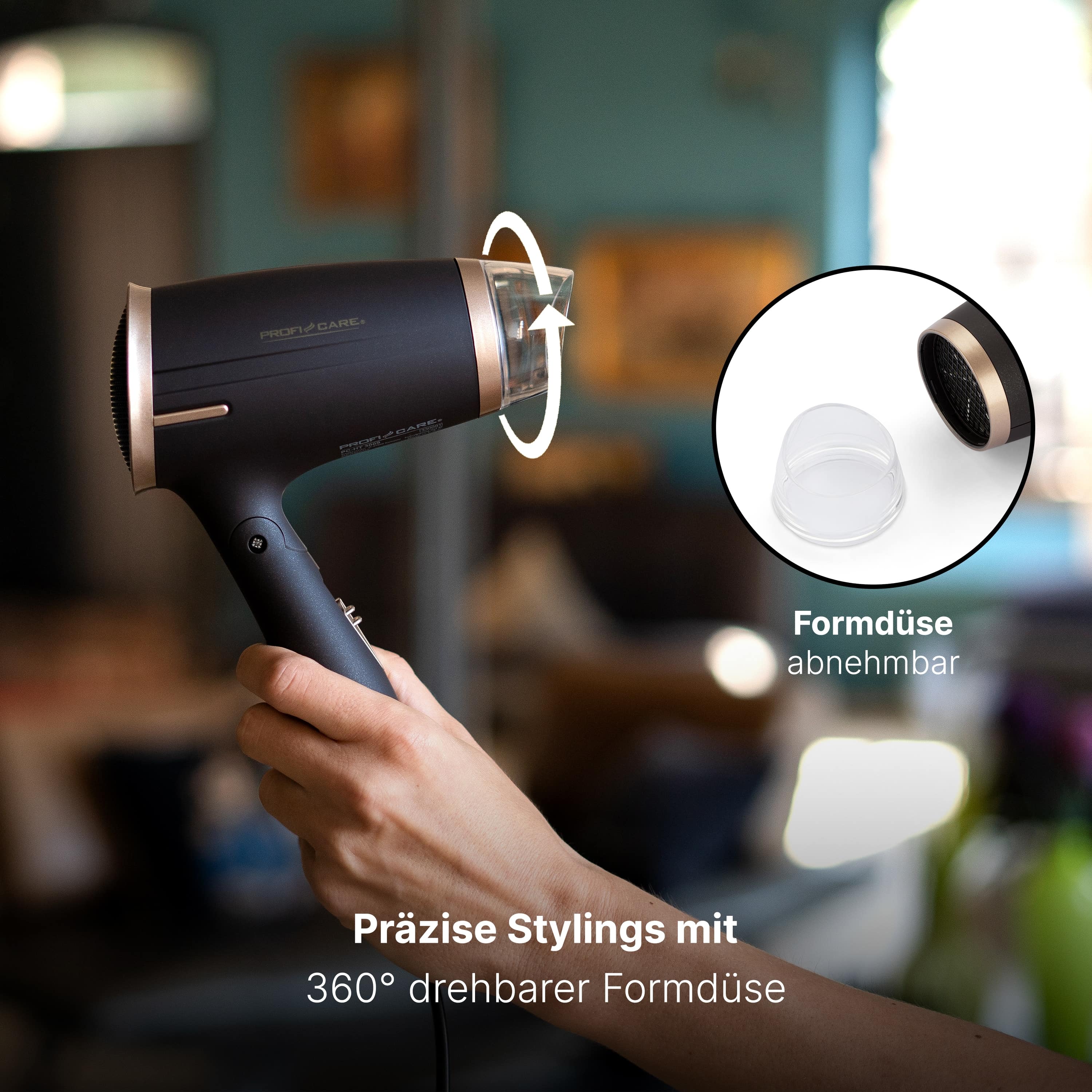 PROFICARE Haartrockner PC-HT 3009, Klappgriff, kompakt, 1400W, braun-bronze