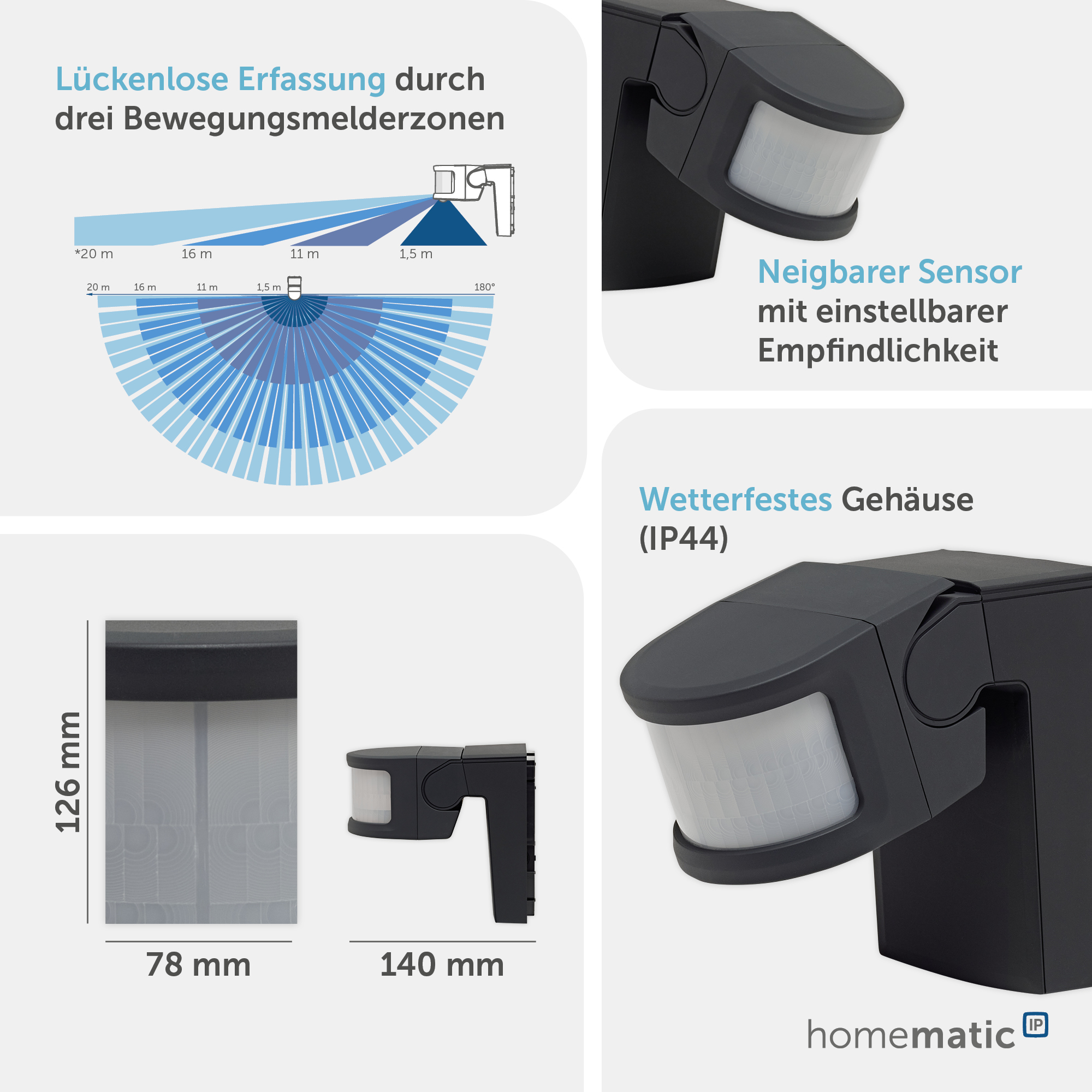 HOMEMATIC IP Bewegungsmelder mit Schaltaktor, außen, weiß