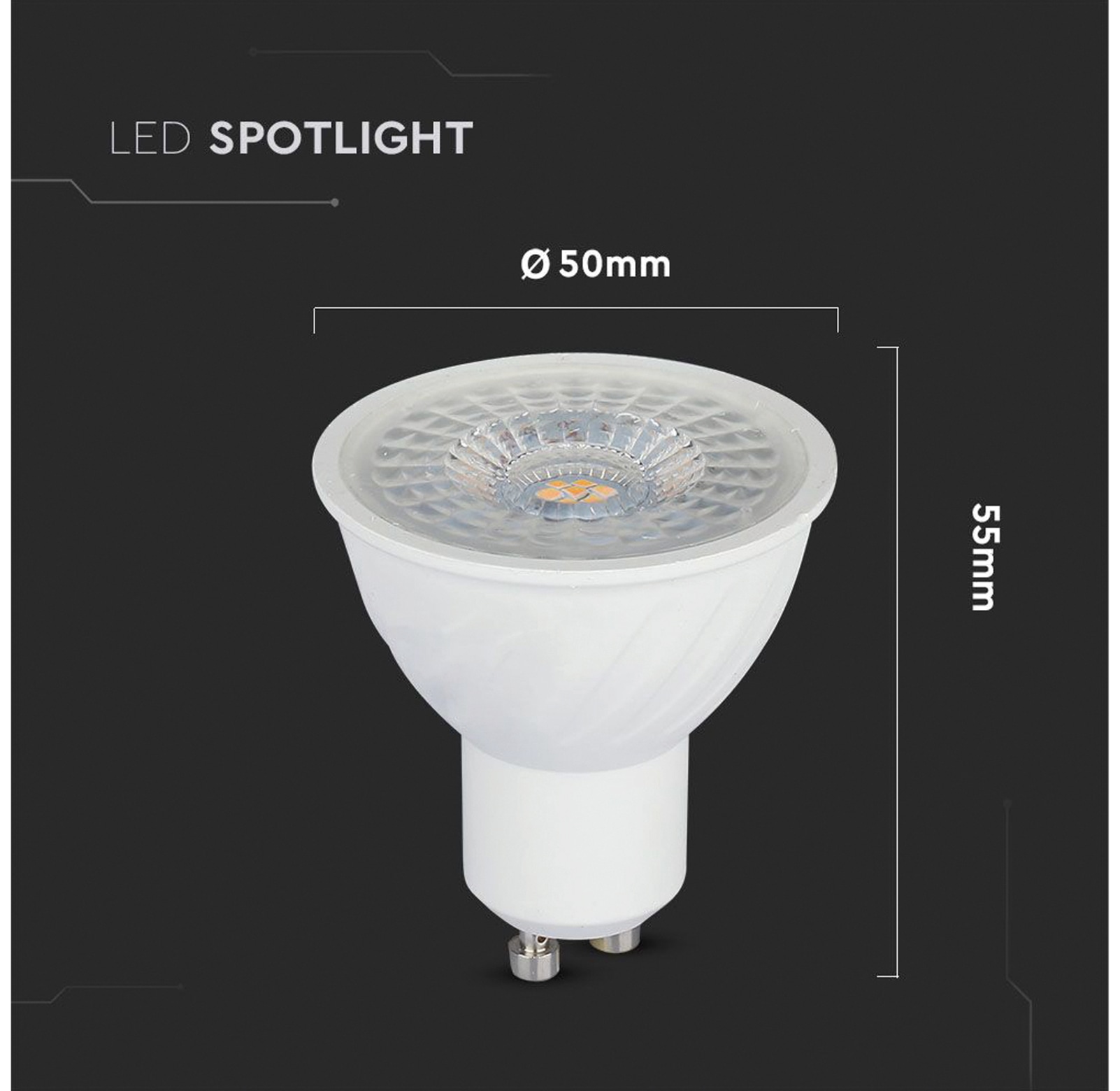 V-TAC LED-Lampe VT-247 (193), GU10, EEK: F, 6,5 W, 480 lm, 4000 K, 10 Stück