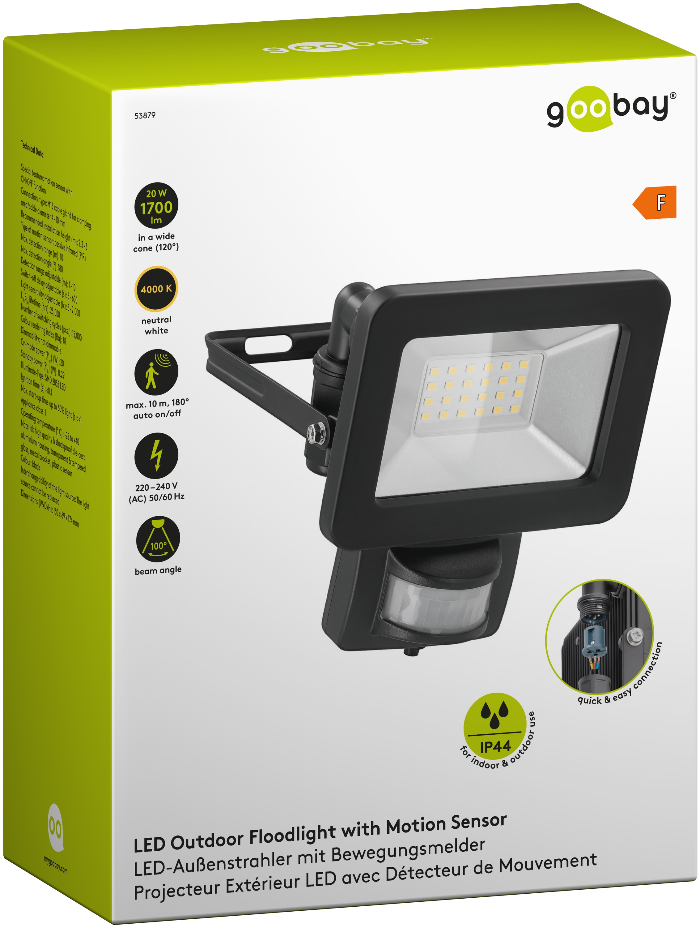 GOOBAY LED-Fluter mit Bewegungsmelder, 20W, 1700lm, 4000K, schwarz GOOBAY LED-Fluter mit Bewegungsmelder, 20W, 1700lm, 4000K, schwarz