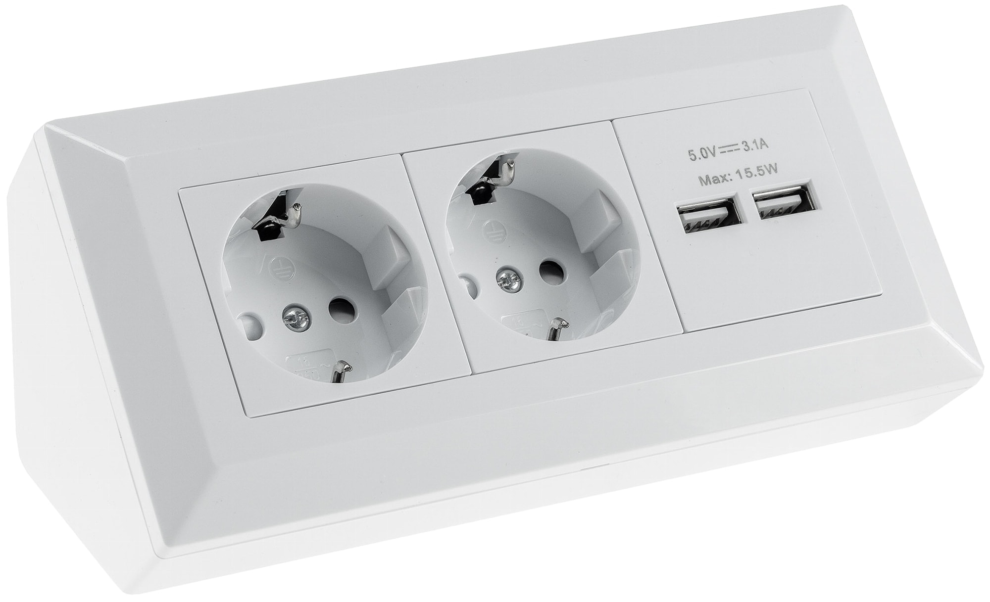 CHILITEC Steckdosenblock 23650, 2-fach, 2x USB-A, 16A/250V, weiß CHILITEC Steckdosenblock 23650, 2-fach, 2x USB-A, 16A/250V, weiß