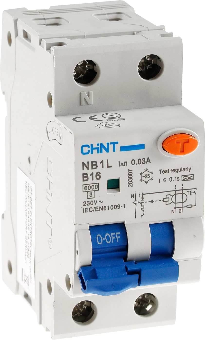 CHINT Leitungsschalter / FI Kombination 23393, +N B16, 16 A, 1-polig