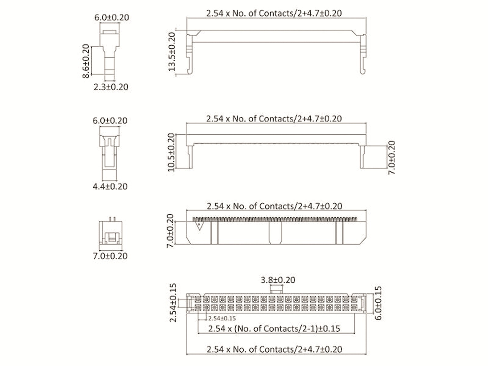 ECON CONNECT Pfostenverbinder, DIN 41651, 16-polig, grau, RM 2,54 mm