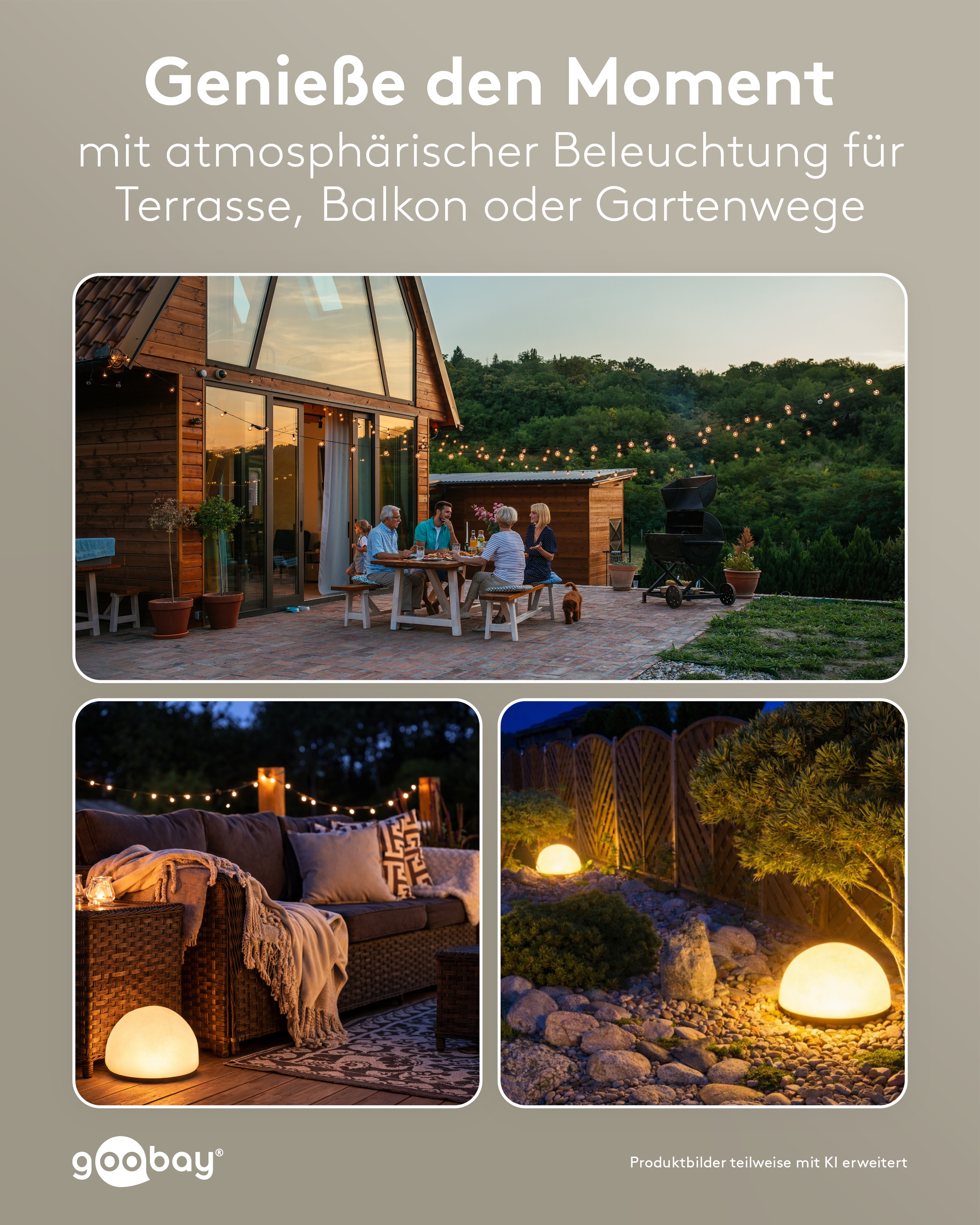 GOOBAY LED-Solar-Dekoleuchten, 20 cm, Kugel, Größe M, RGBW, 2 Stück GOOBAY LED-Solar-Dekoleuchten, 20 cm, Kugel, Größe M, RGBW, 2 Stück