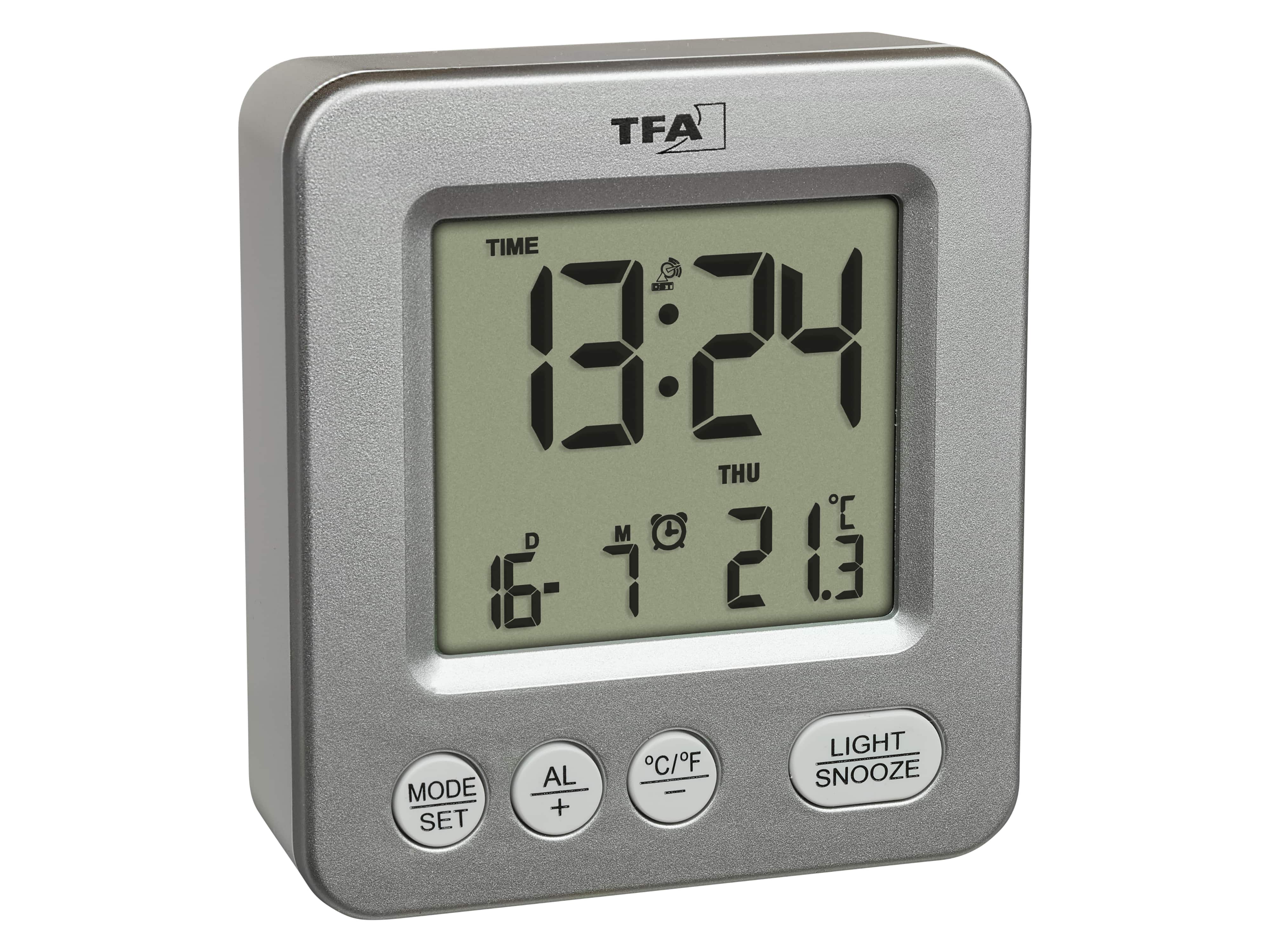 TFA Digitaler Funkwecker NOX 60.2567.54, silber