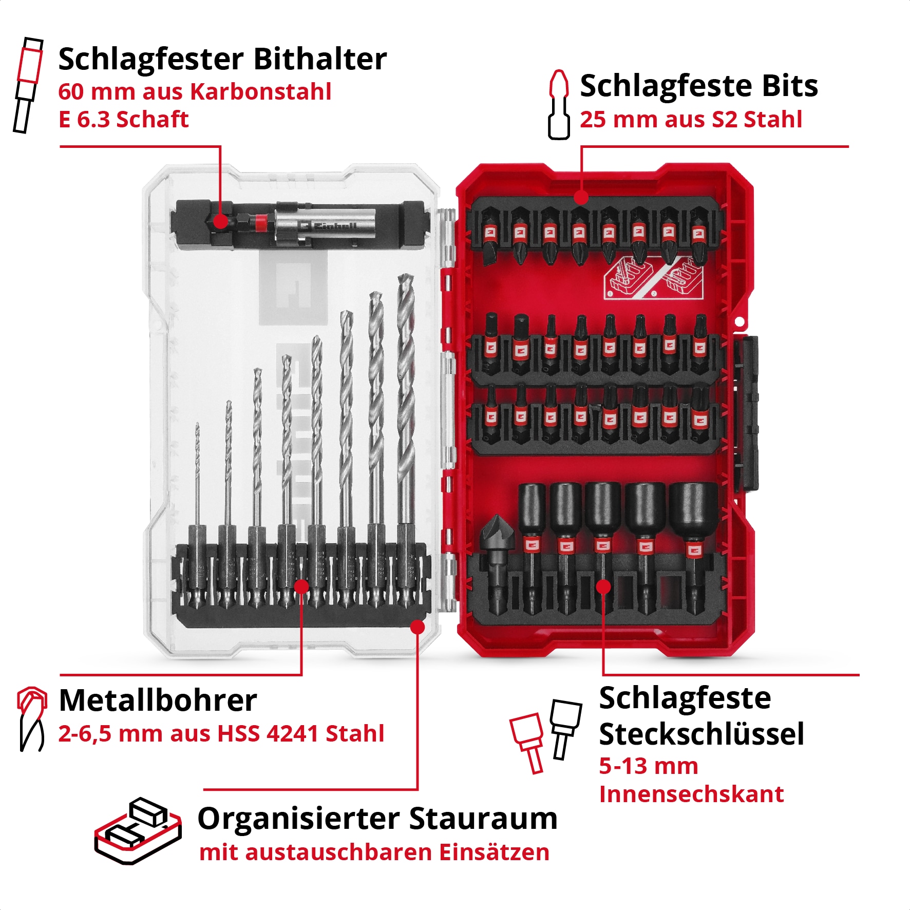 EINHELL Bit- & Bohrer-Set, 108773, M-Case, 39-teilig EINHELL Bit- & Bohrer-Set, 108773, M-Case, 39-teilig