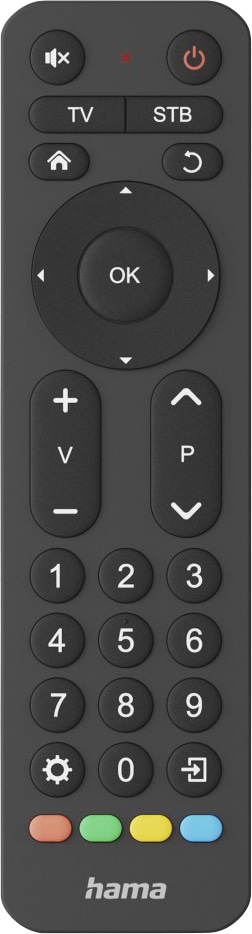 HAMA Universal-Fernbedienung TV, Infrarot, für 2 Geräte, große Tasten, lernfähig, schwarz