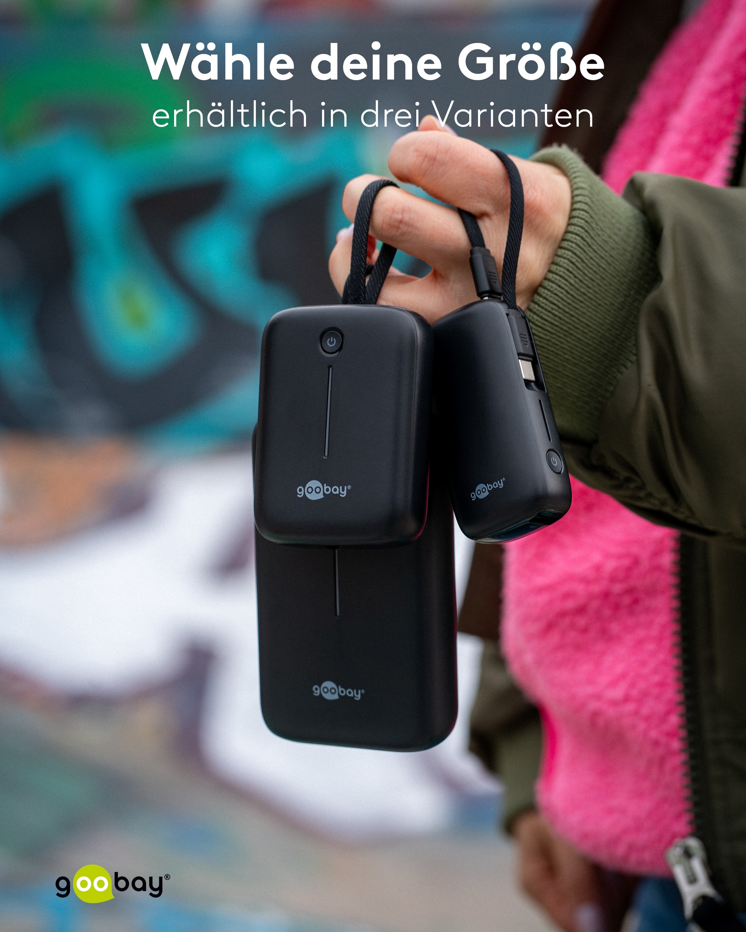 GOOBAY USB Powerbank 76252, 20.000mAh, 30 W, USB-A, 2x USB-C, schwarz