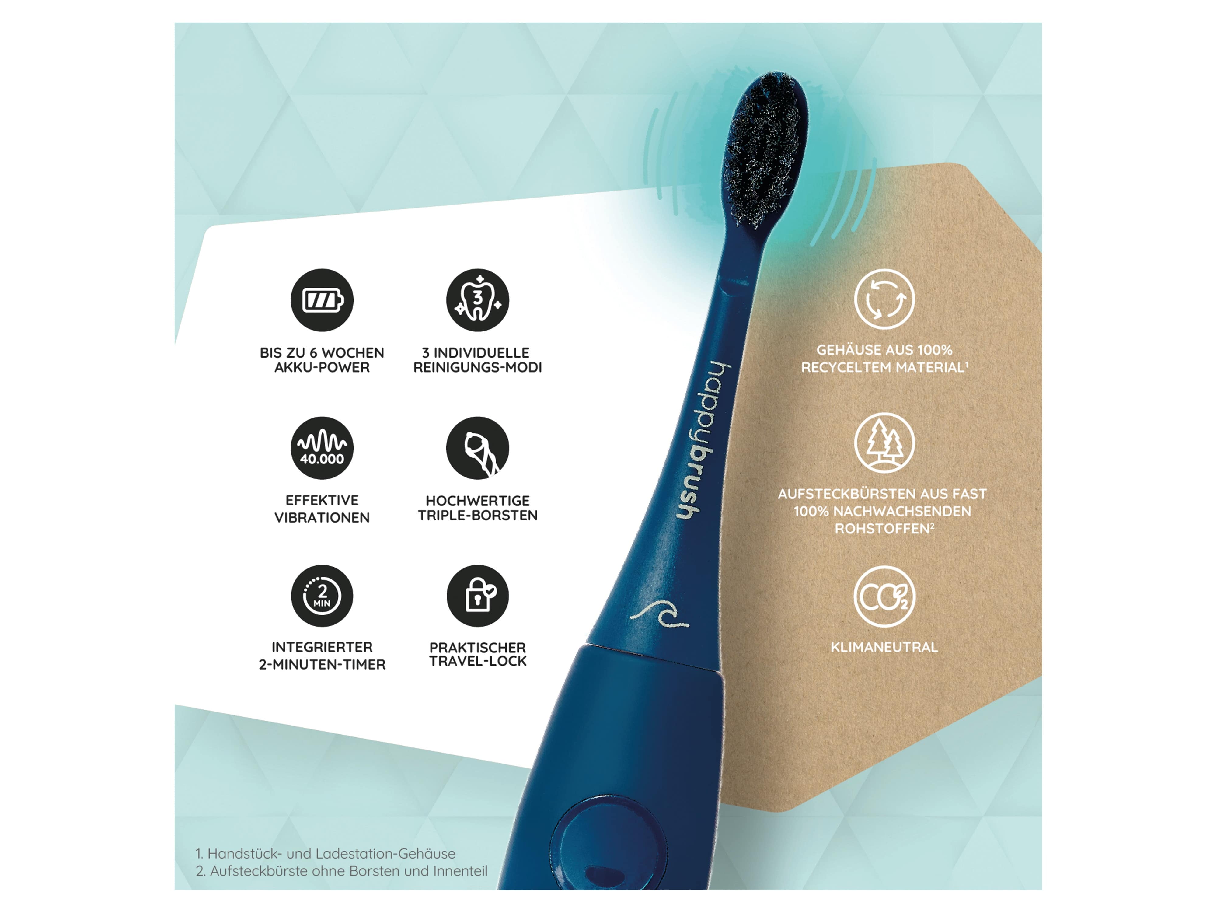 HAPPYBRUSH Elektrische Zahnbürste ECO VIBE 3, Starterkit Ocean HAPPYBRUSH Elektrische Zahnbürste ECO VIBE 3, Starterkit Ocean