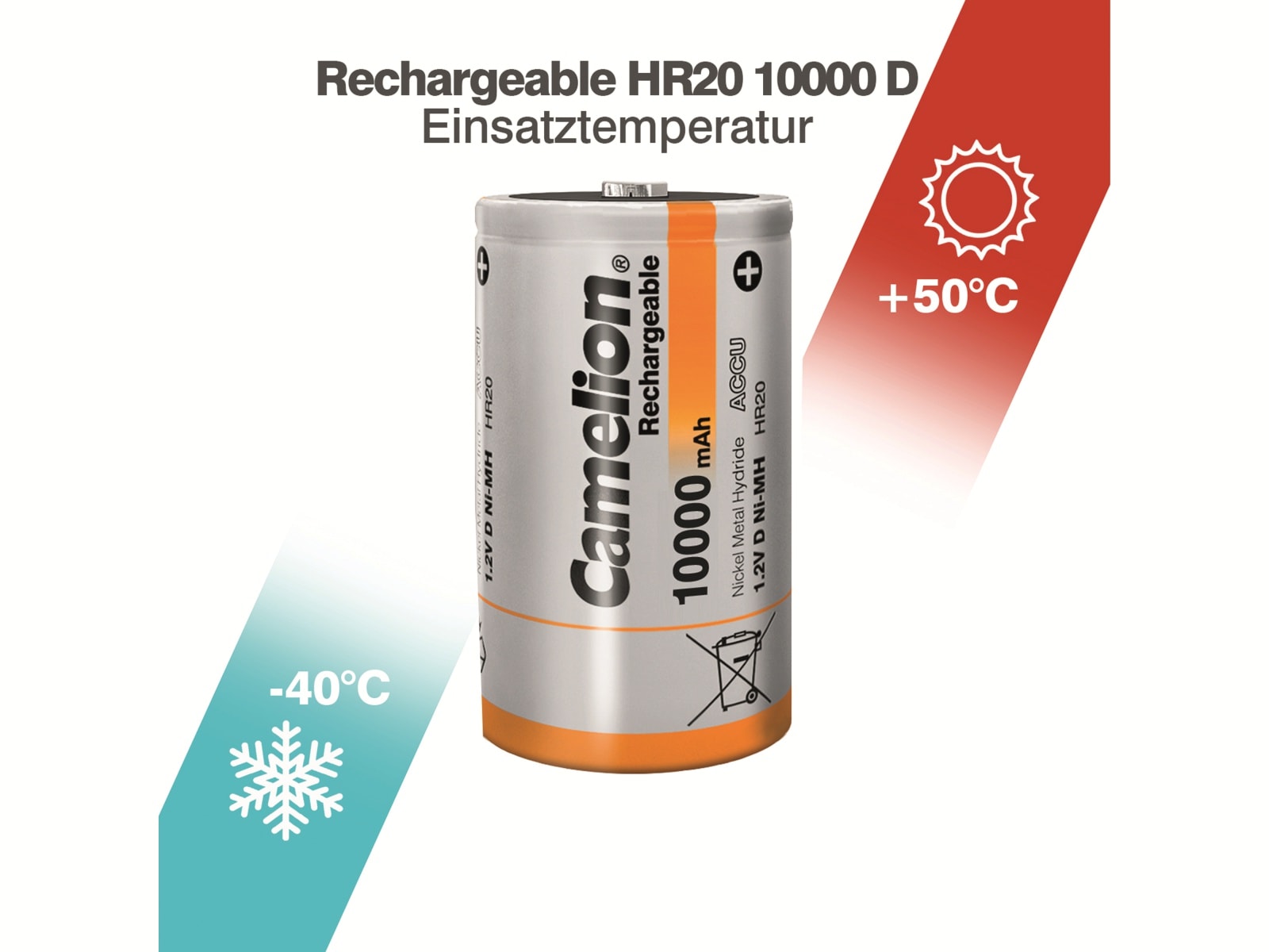CAMELION NiMH-Mono-Akku 10.000 mAh, 2 Stück CAMELION NiMH-Mono-Akku 10.000 mAh, 2 Stück