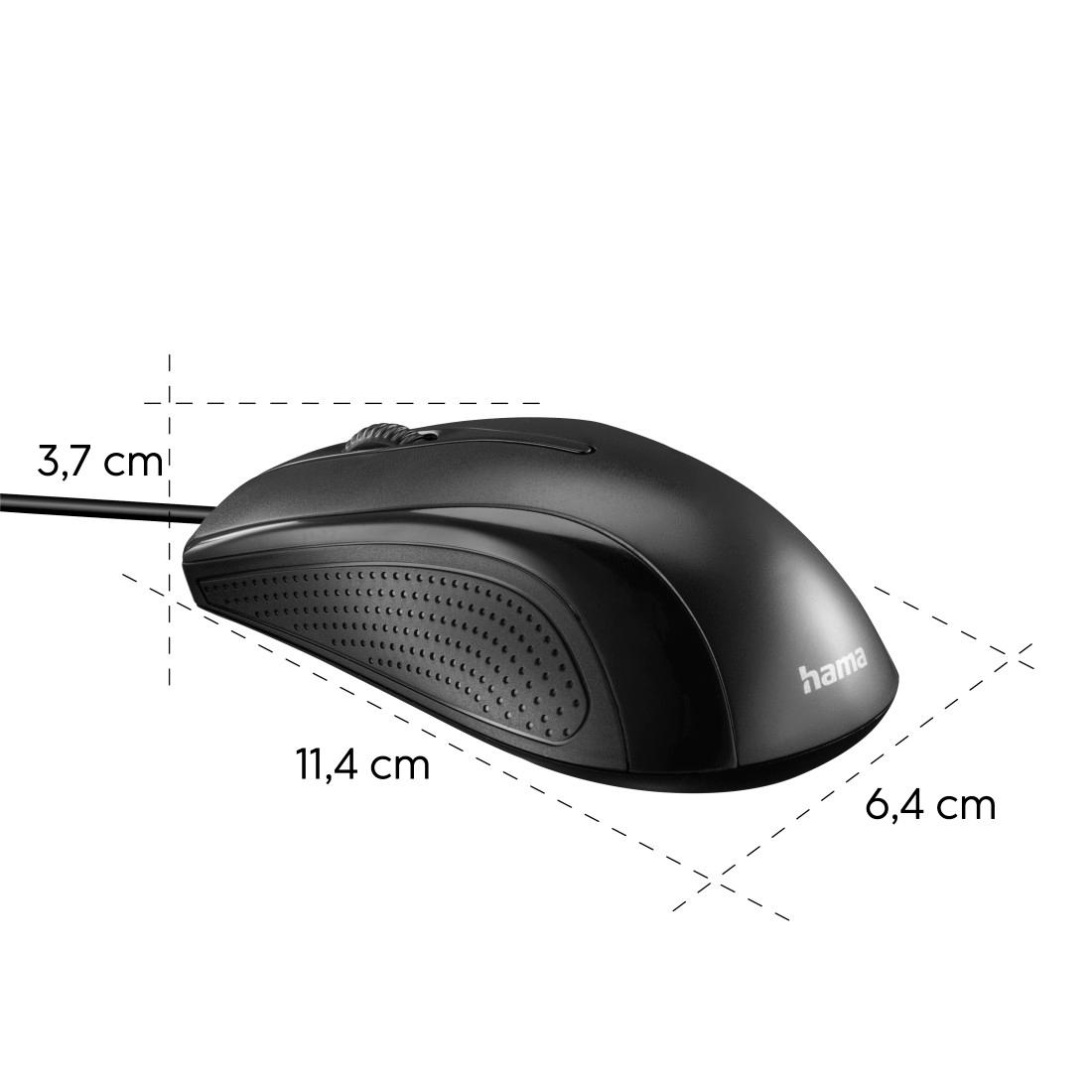 HAMA USB-Maus MC-200, 3 Tasten, schwarz