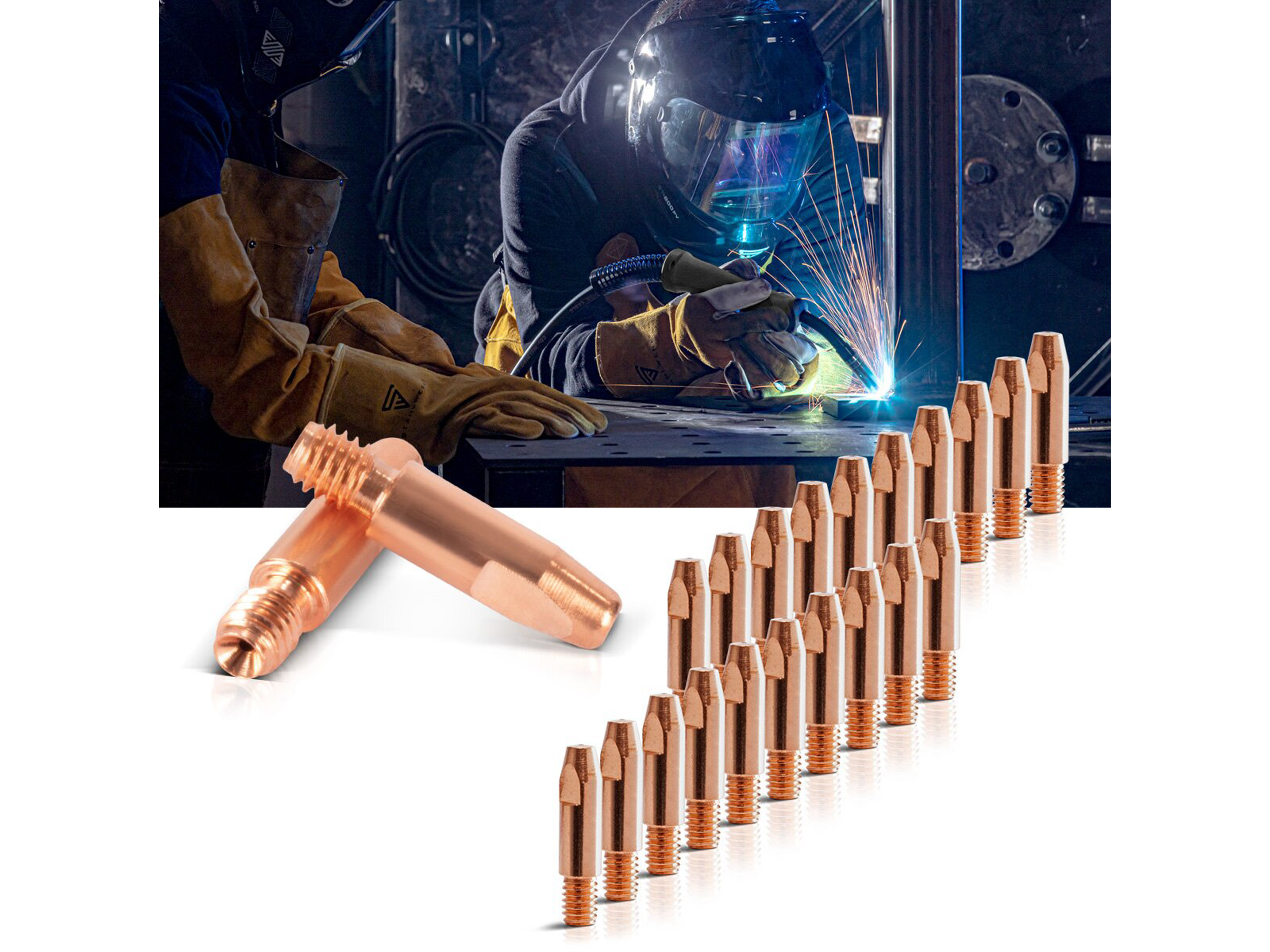STAHLWERK Stromdüsen/ Kontaktdüsen, 4687, M6x28 in 1,0 mm, MIG MAG Verschleißteile Set, 20er Set STAHLWERK Stromdüsen/ Kontaktdüsen, 4687, M6x28 in 1,0 mm, MIG MAG Verschleißteile Set, 20er Set