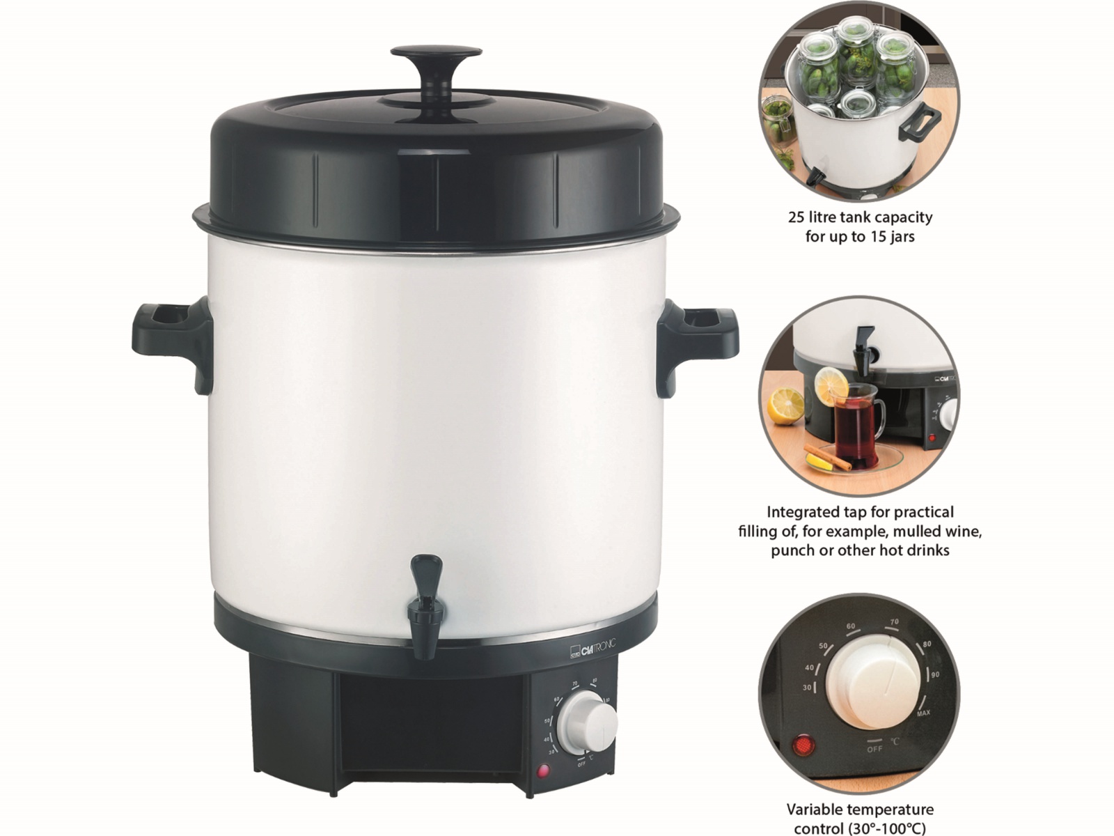 CLATRONIC Einkochautomat EKA 3338, 25 L, weiß/schwarz