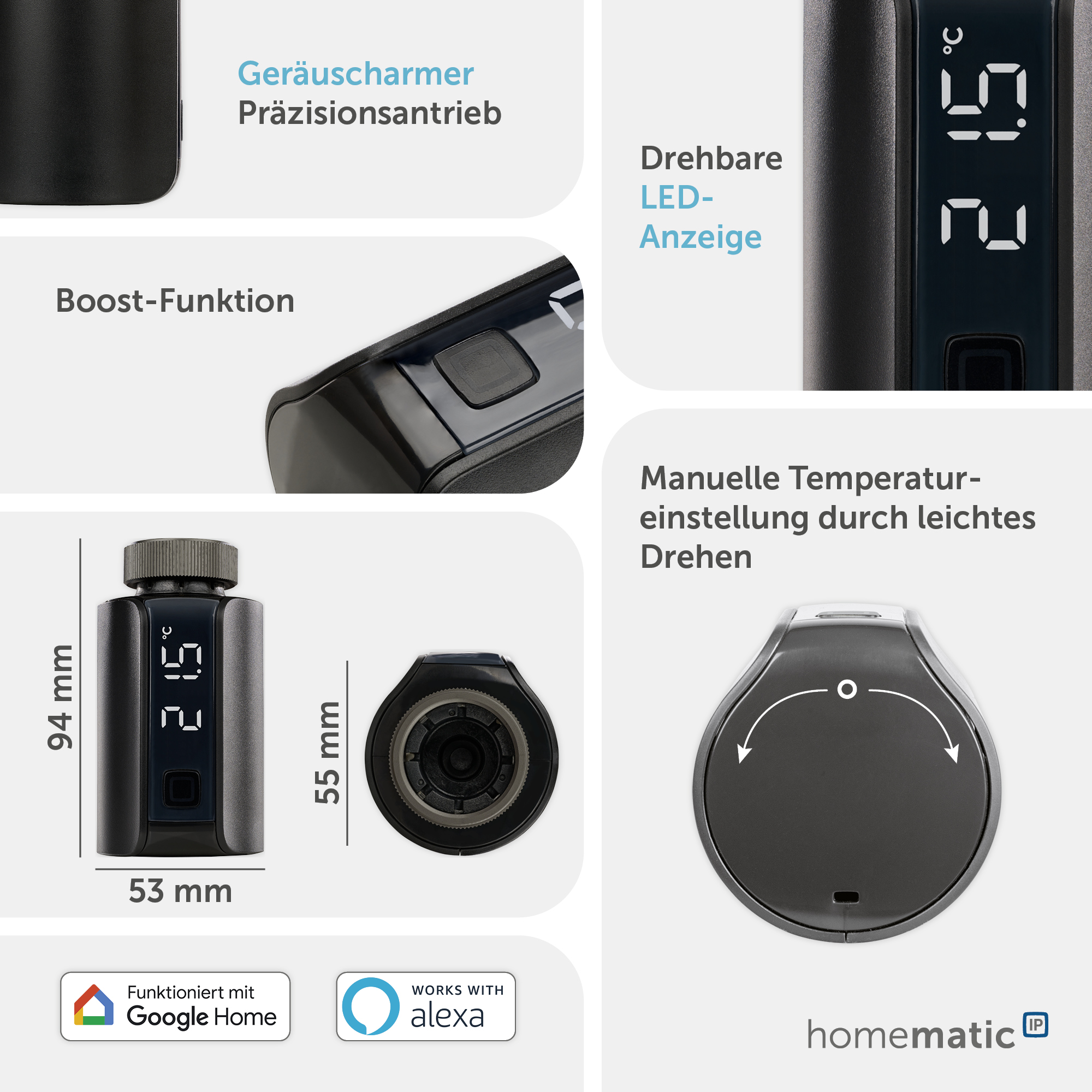 HOMEMATIC IP 158419A0, Heizkörperthermostat EVO, anthrazit