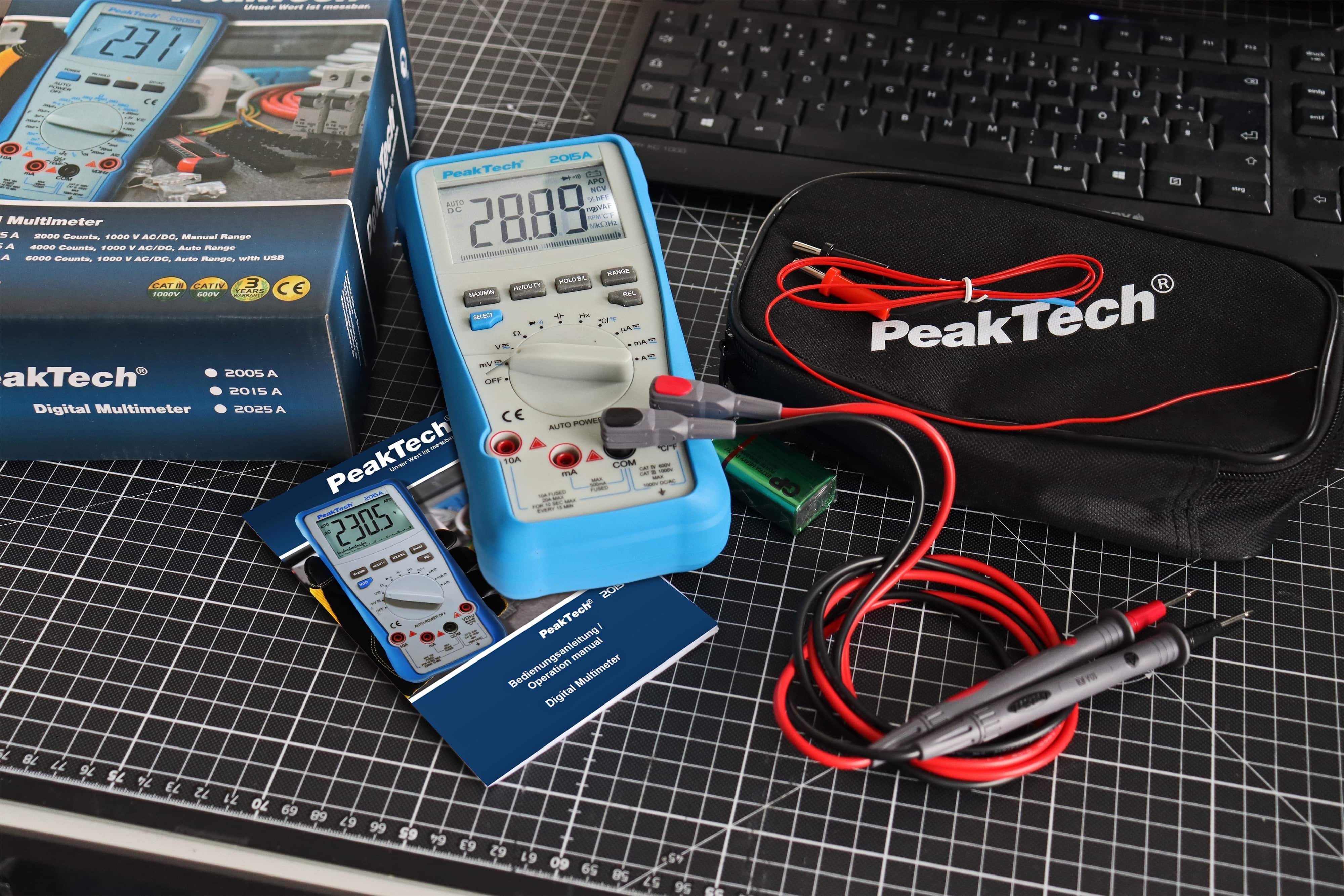 PEAKTECH True RMS Multimeter, P 2025 A, 1000 V AC/ DC, 10 A AC/ DC, USB PEAKTECH True RMS Multimeter, P 2025 A, 1000 V AC/ DC, 10 A AC/ DC, USB