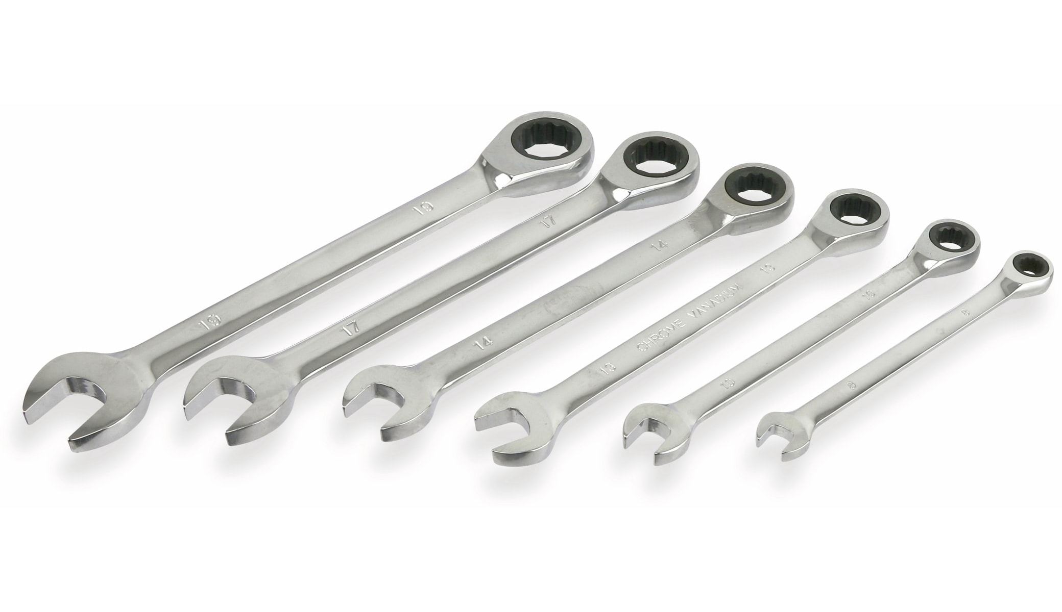 DAYTOOLS Gabel-/Ring-Knarren Schlüsselsatz HT101-7, 6-teilig, 8...19 mm DAYTOOLS Gabel-/Ring-Knarren Schlüsselsatz HT101-7, 6-teilig, 8...19 mm