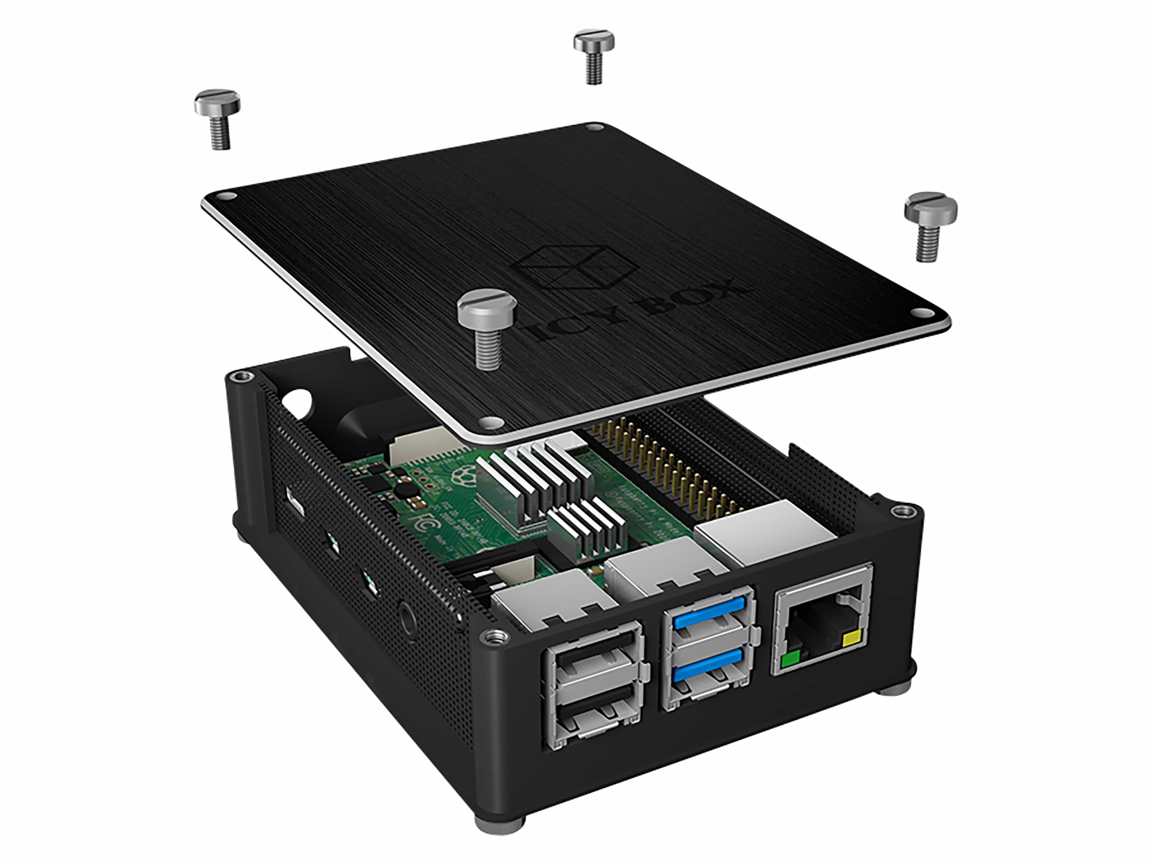 ICY BOX Gehäuse für Raspberry Pi 4, aus Aluminium und Acryl IB-RP110