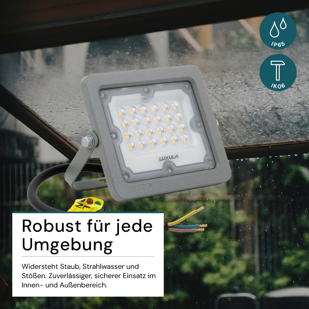 LUXULA LED-Fluter, EEK: F, 20W, 1800lm, 4000K, IP65, grau