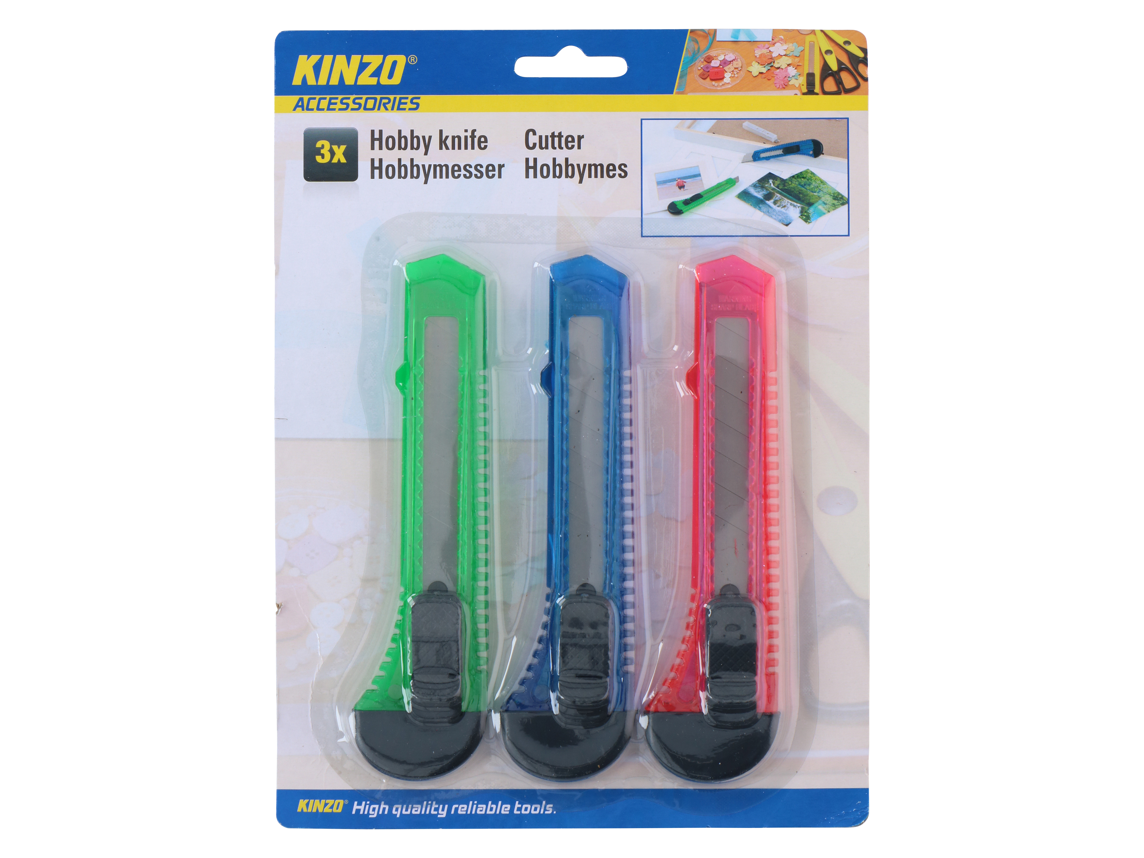 Cuttermesser-Set, KINZO, 18 mm 3 Stück