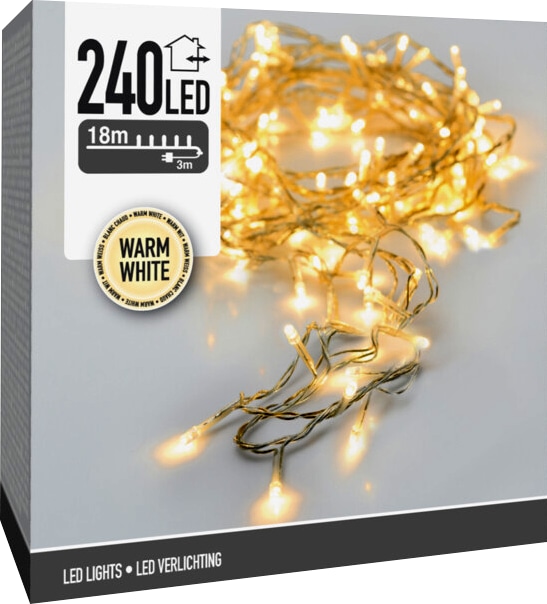 KOOPMAN LED-Lichterkette warmweiß, 240 LEDs, transparentes Kabel, Innen/Außen, 21m