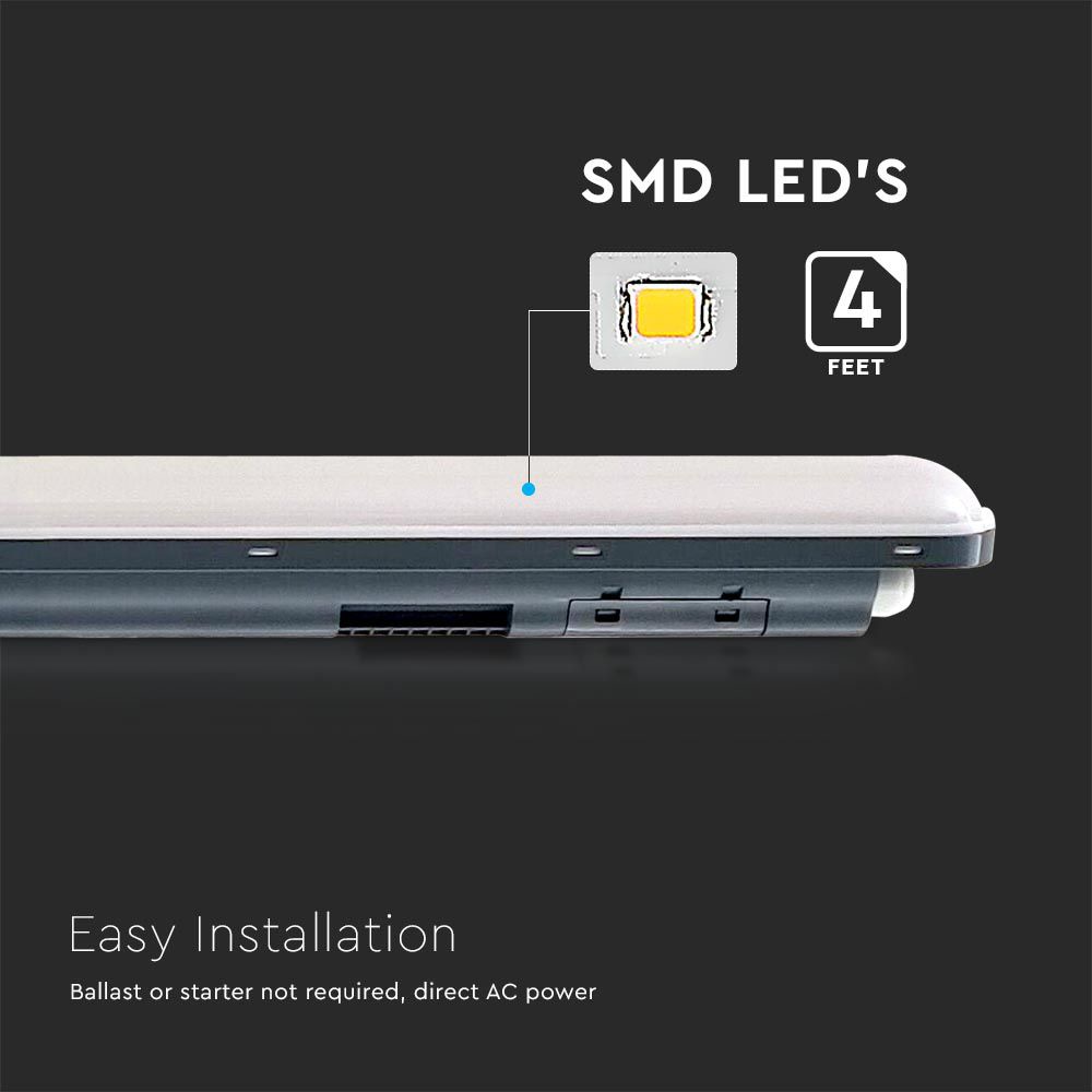 V-TAC LED-Feuchtraumleuchte VT-1253S, EEK: E, 36 W, 4320 lm, 4000 K, 1200 mm, mit Sensor V-TAC LED-Feuchtraumleuchte VT-1253S, EEK: E, 36 W, 4320 lm, 4000 K, 1200 mm, mit Sensor