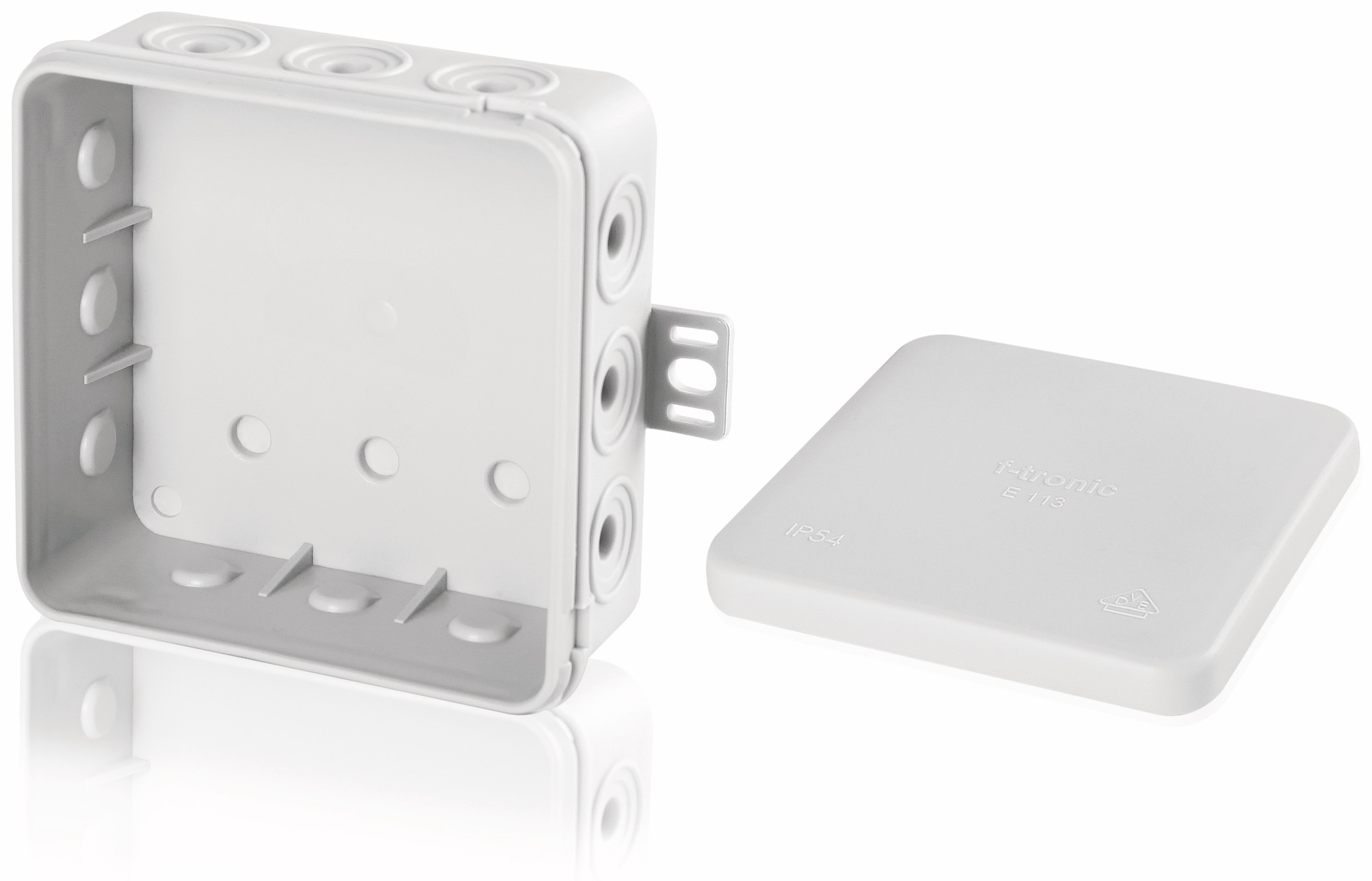 F-TRONIC Verteilerdose, 100x100x40 mm, 12 Einführungen, grau
