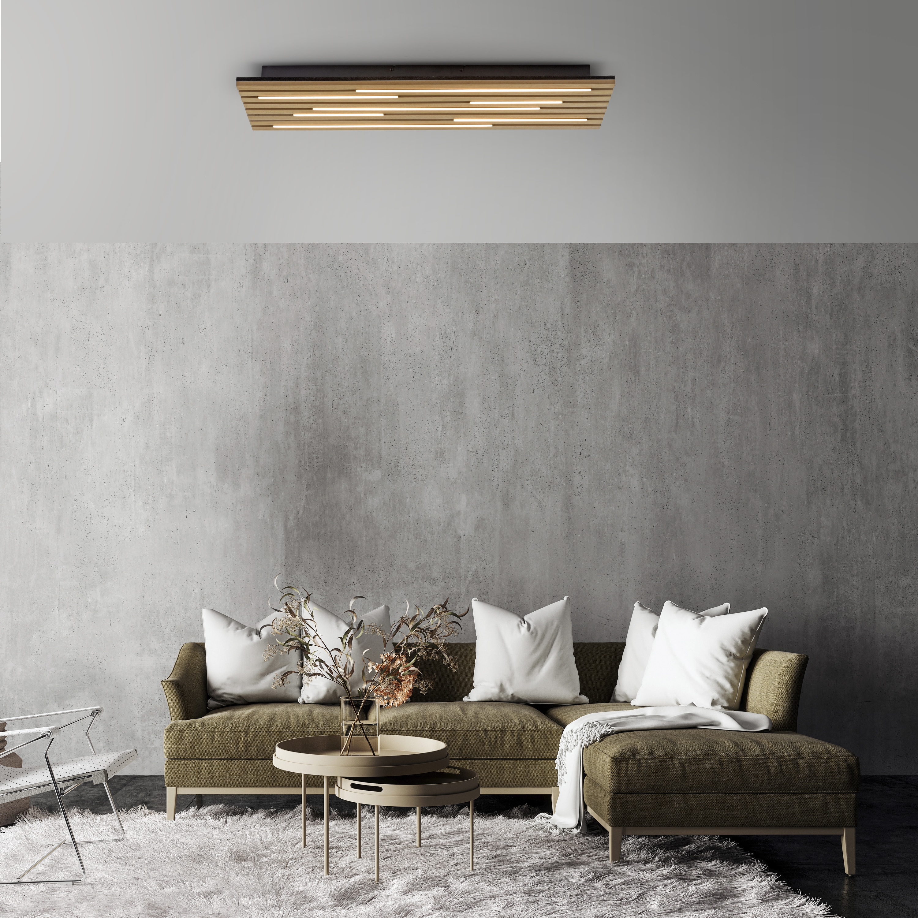 JUST LIGHT LED-Deckenleuchte 15591-79, 25W, 3000K, 3400lm, warmweiß, IP20, Holz/schwarz