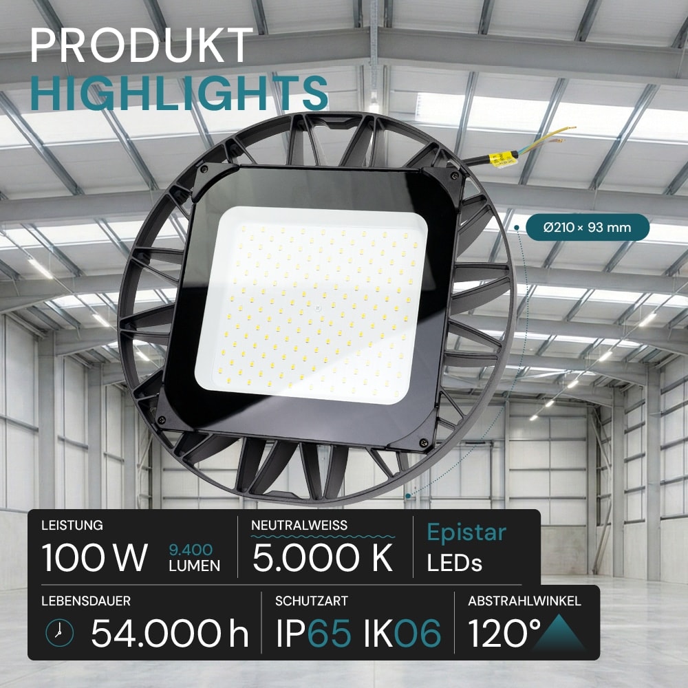 LUXULA LED-Highbay-Leuchte, UFO, EEK: F, 100W, 10000lm, 5000K