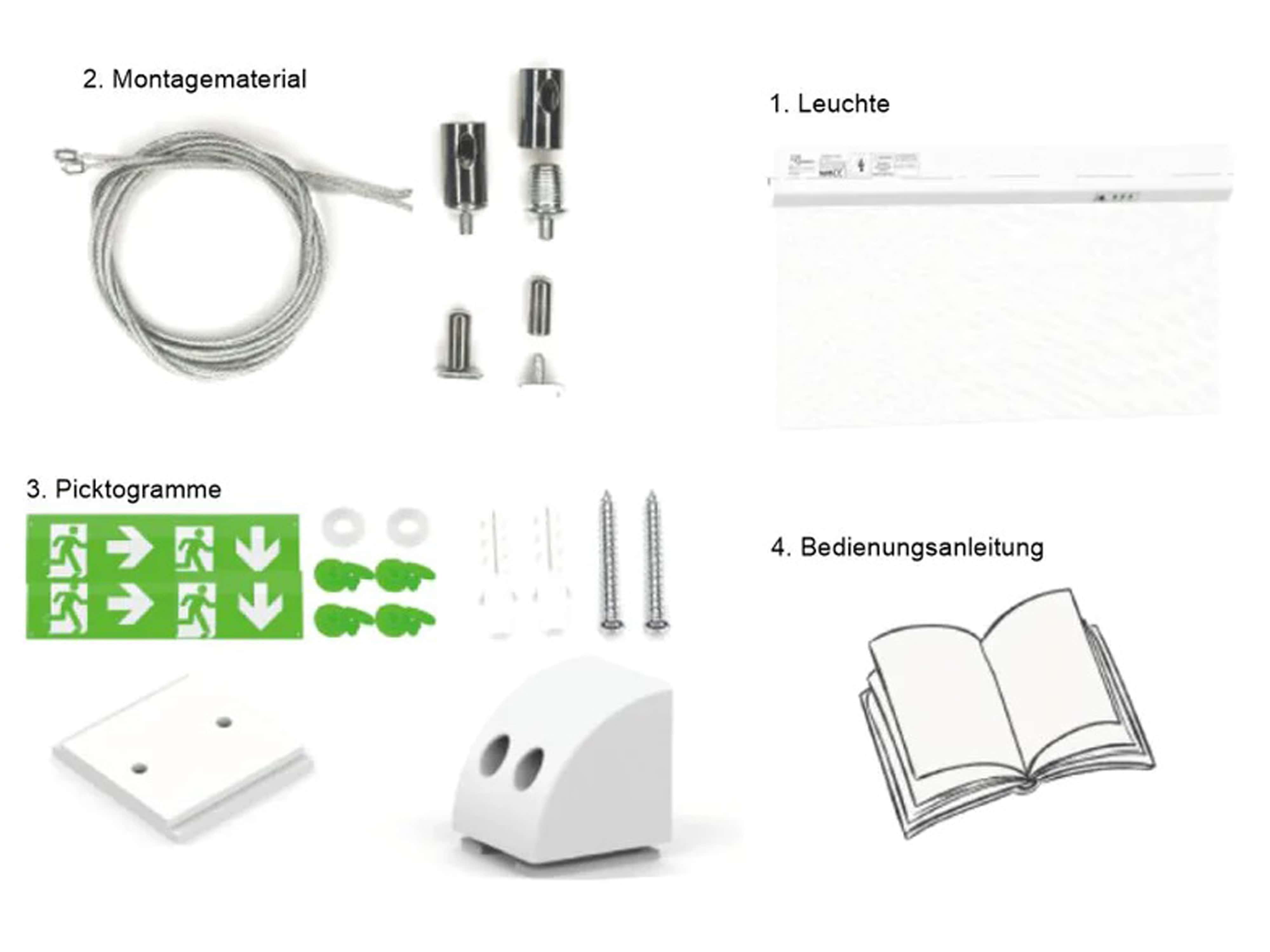 ENOVALITE LED-Fluchtwegleuchte, 200102, inkl. Notstromeinheit, TEST-Funktion