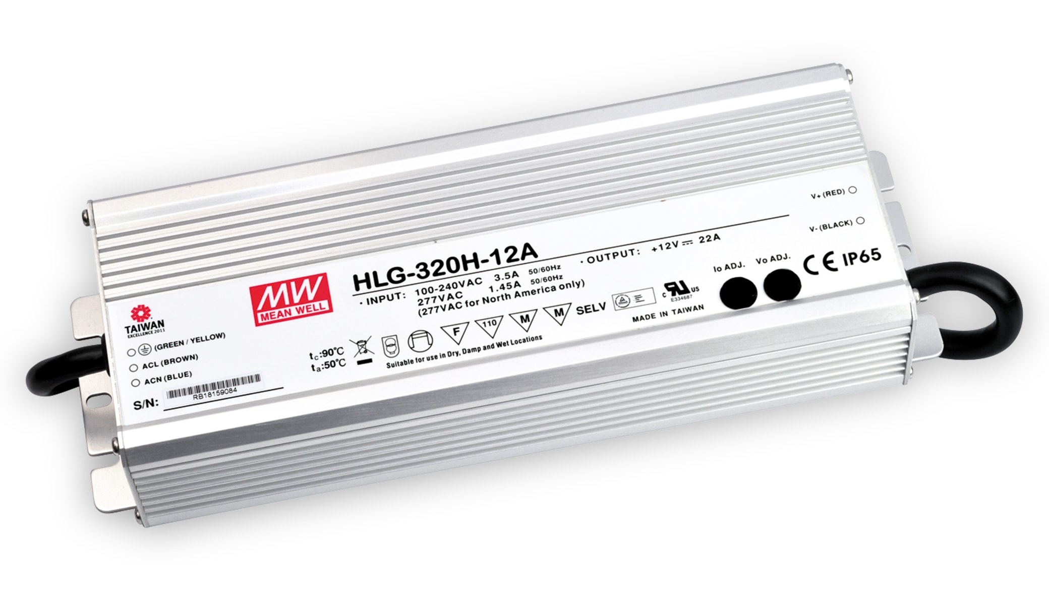 MEAN WELL LED-Netzteil HLG-320H-24B, 24V-/13,3A MEAN WELL LED-Netzteil HLG-320H-24B, 24V-/13,3A