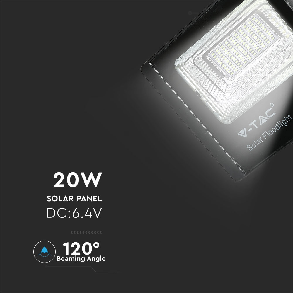 V-TAC Solar LED-Fluter VT-60W, 20 W, 6000 K, mit Panel + Fernbedienung V-TAC Solar LED-Fluter VT-60W, 20 W, 6000 K, mit Panel + Fernbedienung