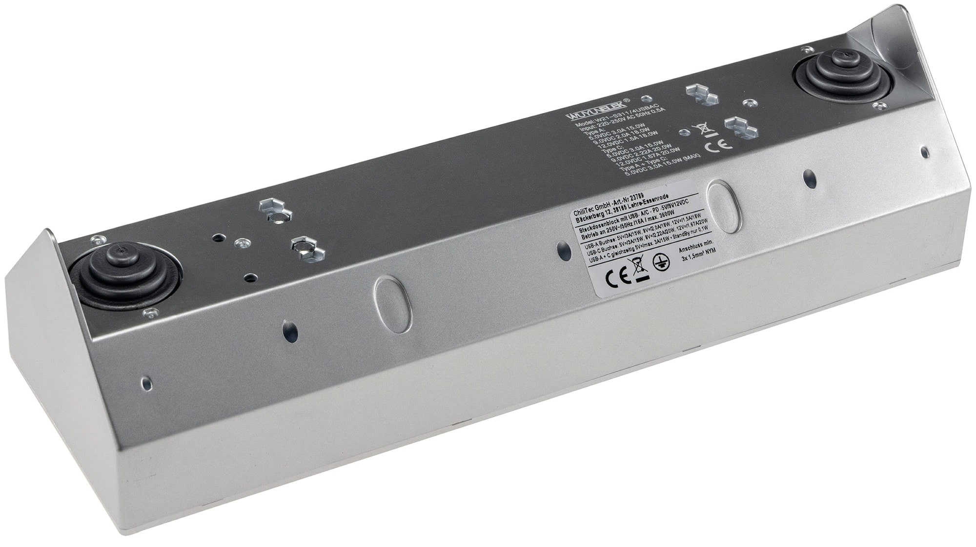 CHILITEC Steckdosenblock 23789, 4-fach, USB-A+C, 250V/16A, silber CHILITEC Steckdosenblock 23789, 4-fach, USB-A+C, 250V/16A, silber
