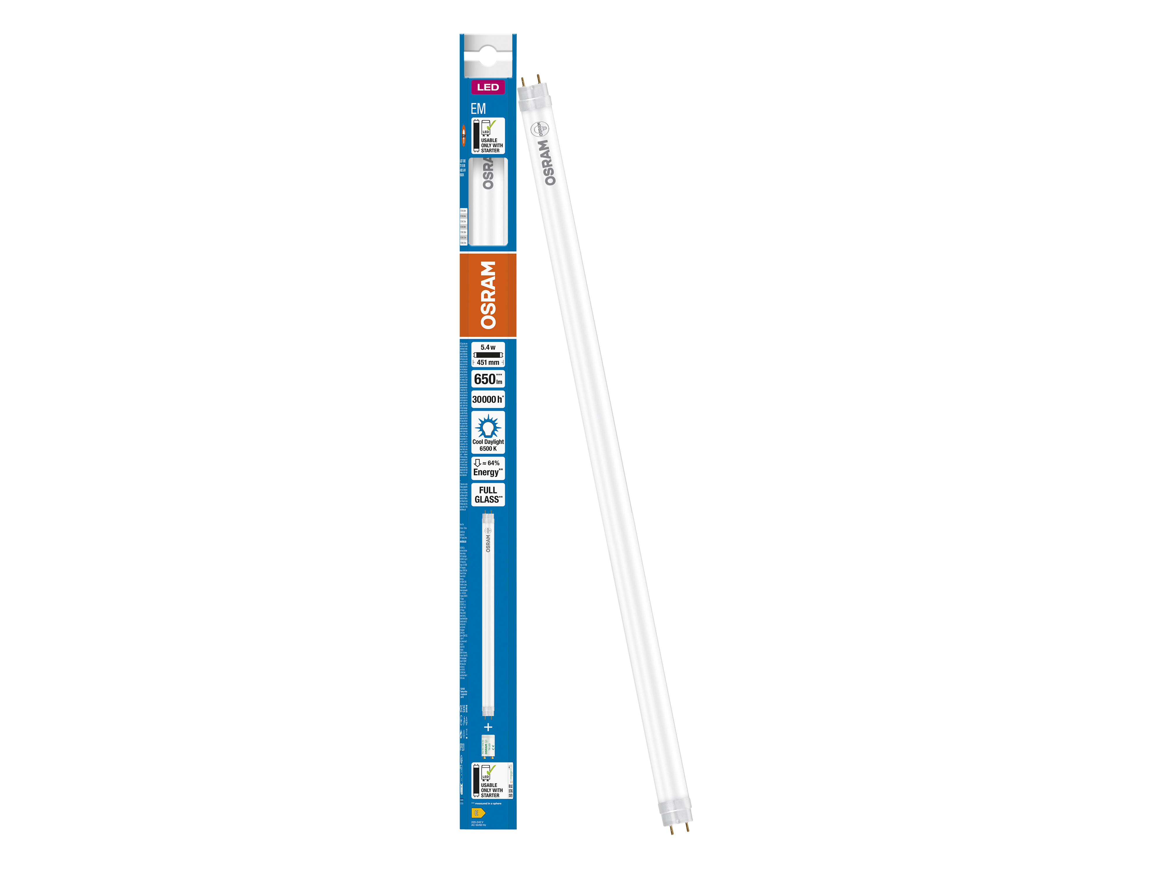 OSRAM LED-Röhre, T8, 438mm, G13, EEK: E, 5,4W, 650lm, 6500K OSRAM LED-Röhre, T8, 438mm, G13, EEK: E, 5,4W, 650lm, 6500K