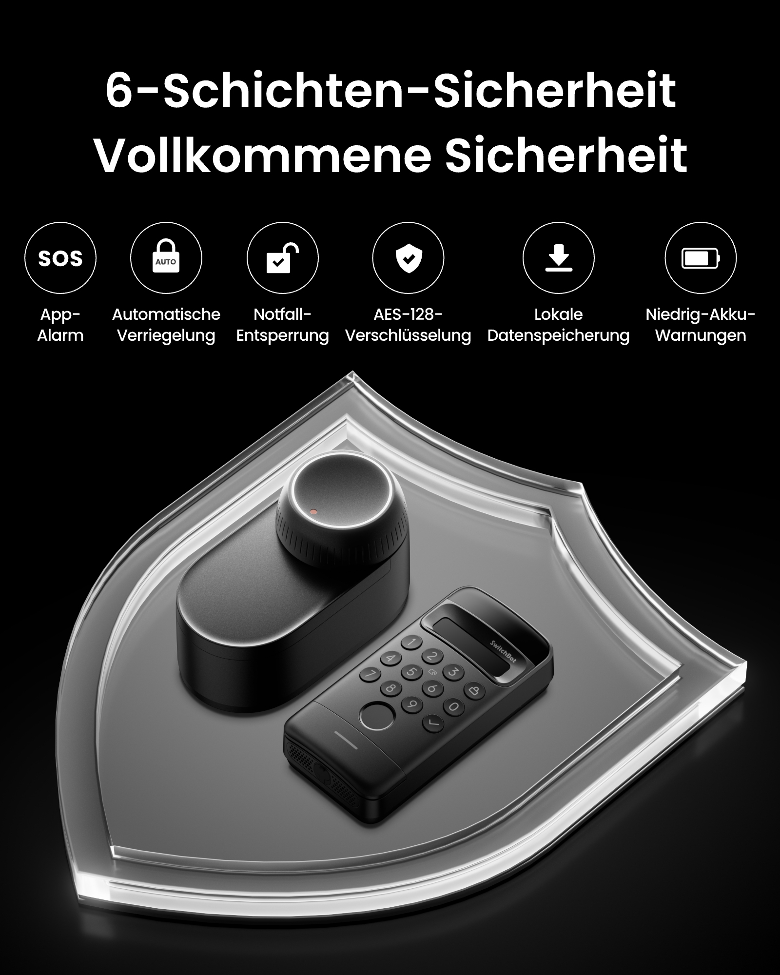 SWITCHBOT Smartes Codeschloss, Keypad Vision für Lock, schwarz