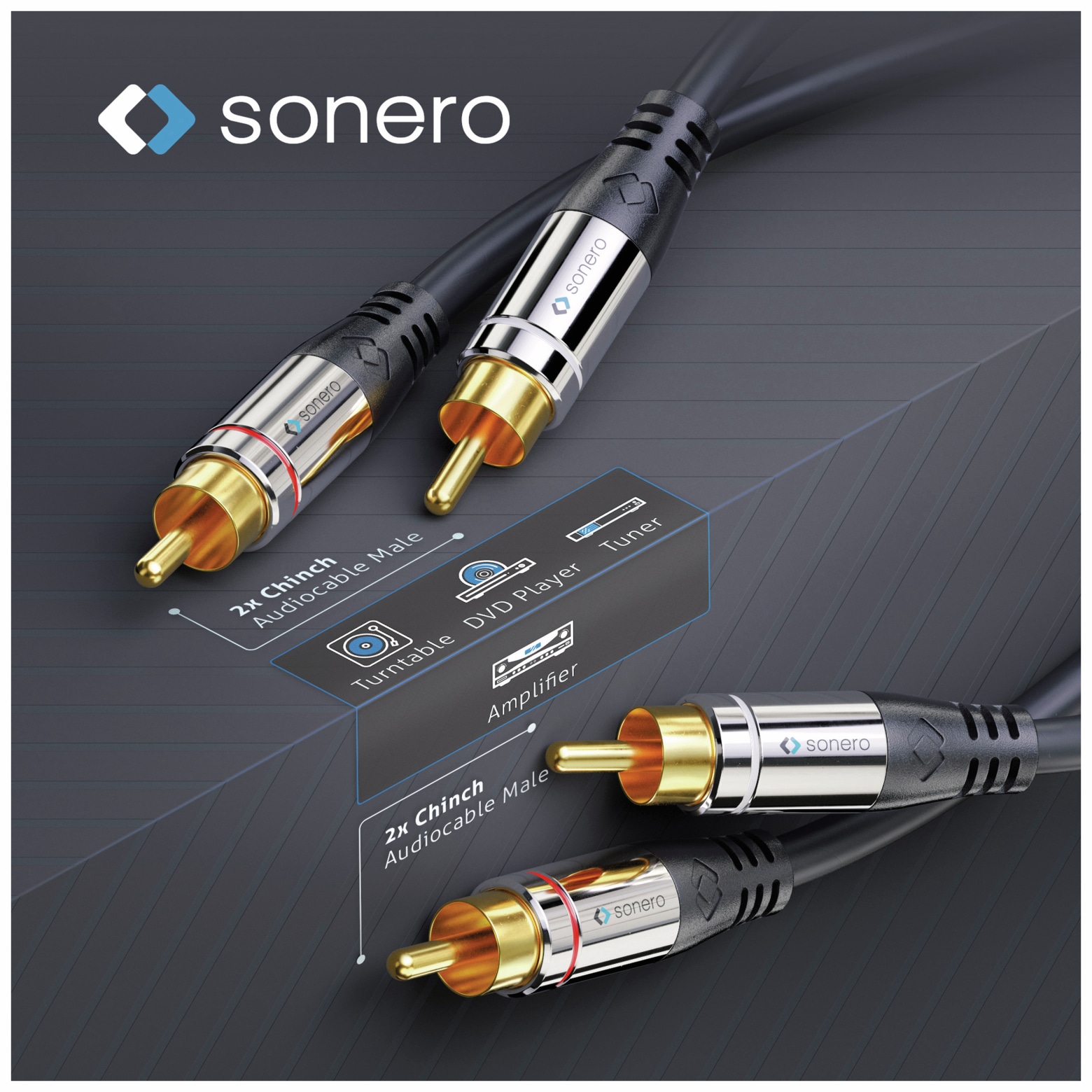 SONERO Cinchkabel Stereo, 3,0 m, schwarz