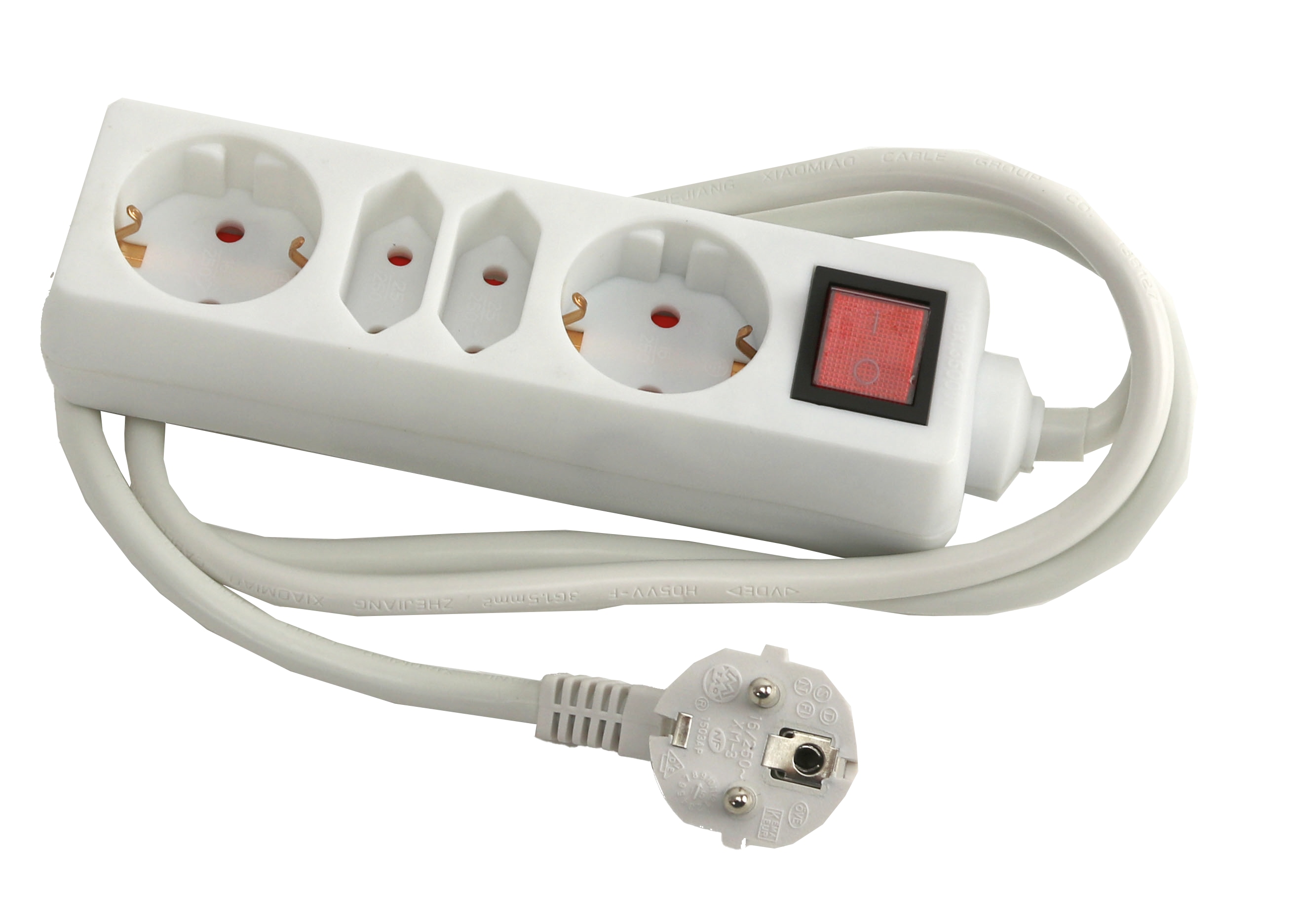 Steckdosenleiste XM-C02/2S, 4-fach, weiß Steckdosenleiste XM-C02/2S, 4-fach, weiß