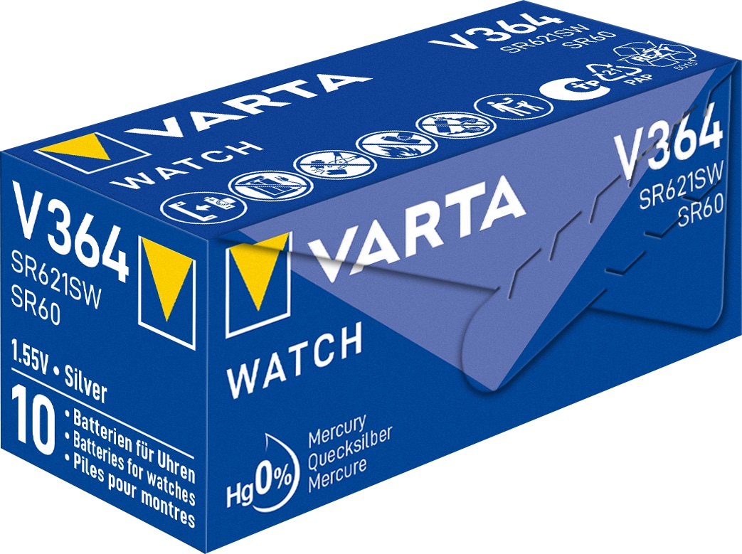 VARTA Knopfzelle Silver Oxide, 364 SR60, 1.55V, 10 Stück