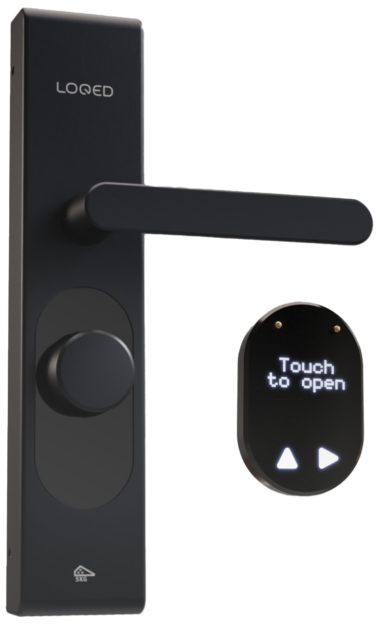 Smart Türschloss SHELLY LOQED, schwarz + Tough1 Ivory + Premiumkarte Smart Türschloss SHELLY LOQED, schwarz + Tough1 Ivory + Premiumkarte
