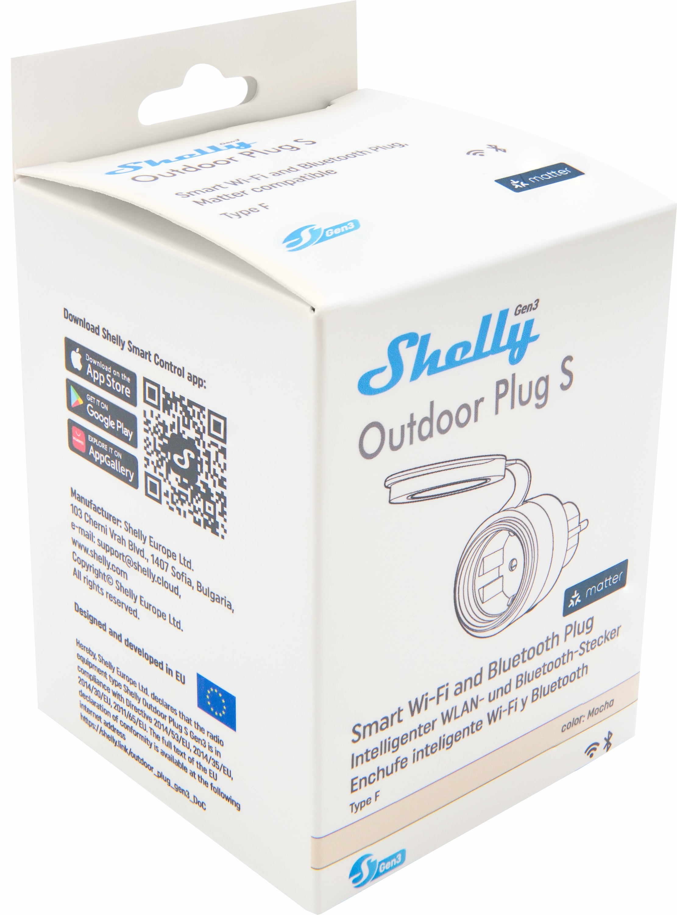 SHELLY WLAN-Steckdose Plug S Gen3, Outdoor, Matter, 4 Stück