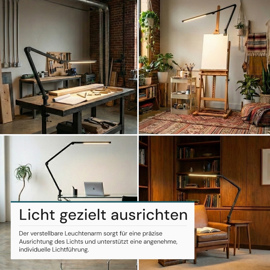 LUXULA LED-Schreibtischleuchte mit Clip, 10 W, CCT, EEK: F, 450 lm, IP20, schwarz