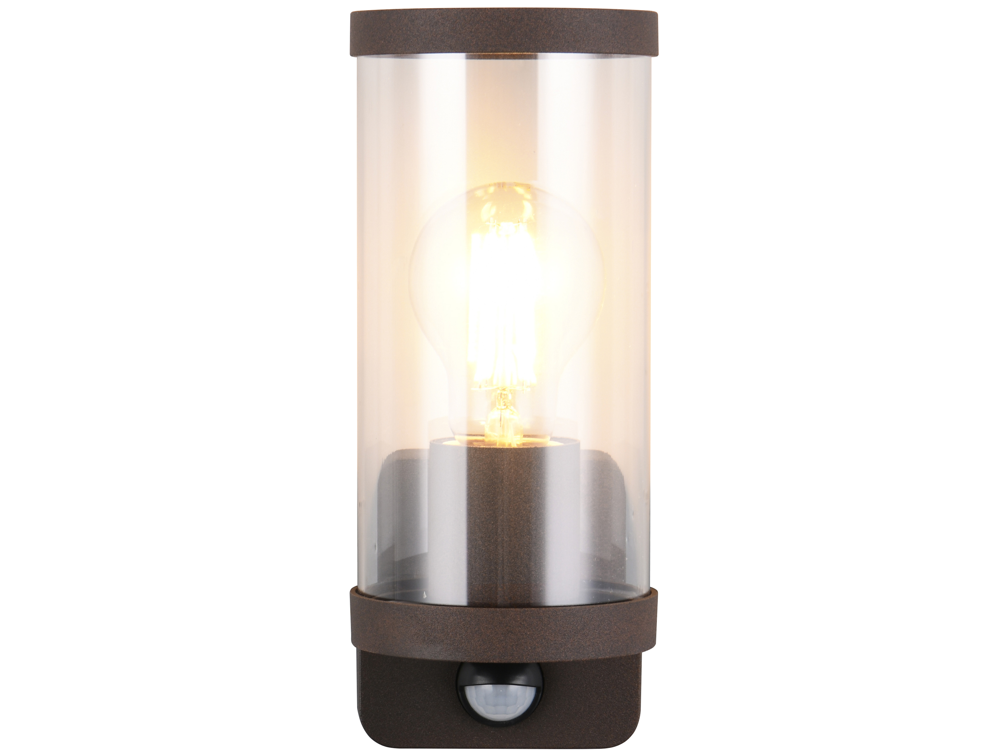 REALITY Wandleuchte BONITO R21599, E27, 28W, ohne Leuchtmittel, Bewegungssensor, IP44, braun