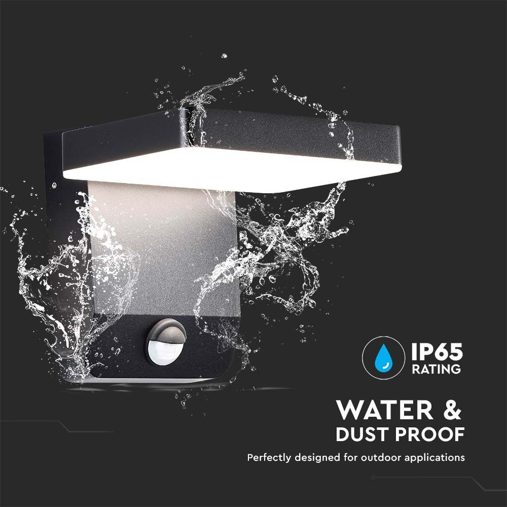V-TAC LED-Fluter VT-11020S, EEK: E, 17 W, 2520 lm, 3000 K, Sensor, schwarz