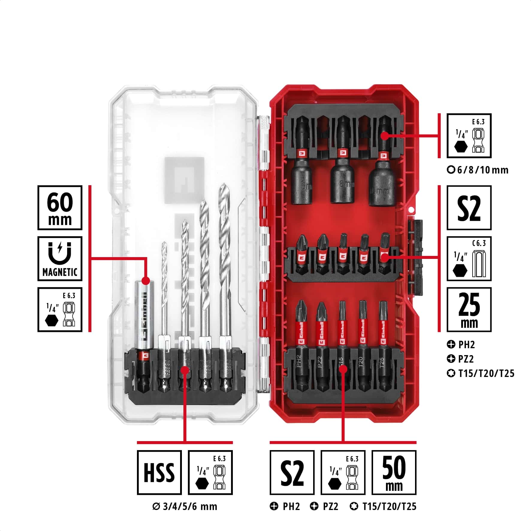 EINHELL Steckschlüssel-Bit-Set, 108709, S-Case, 18-teilig EINHELL Steckschlüssel-Bit-Set, 108709, S-Case, 18-teilig