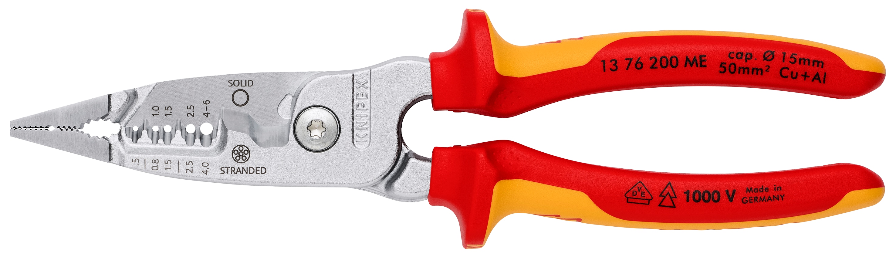 KNIPEX Multifunktions-Elektrikerzange, 13 76 200 ME, 200 mm